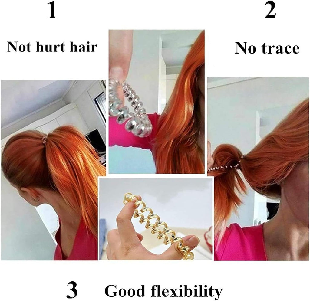 Apsambr 5 Pcs Multicolor Elastic Hair Bands Spiral Shape Ponytail Hair Ties Gum Rubber Band Hair Rope Telephone Wire Hair Accessories