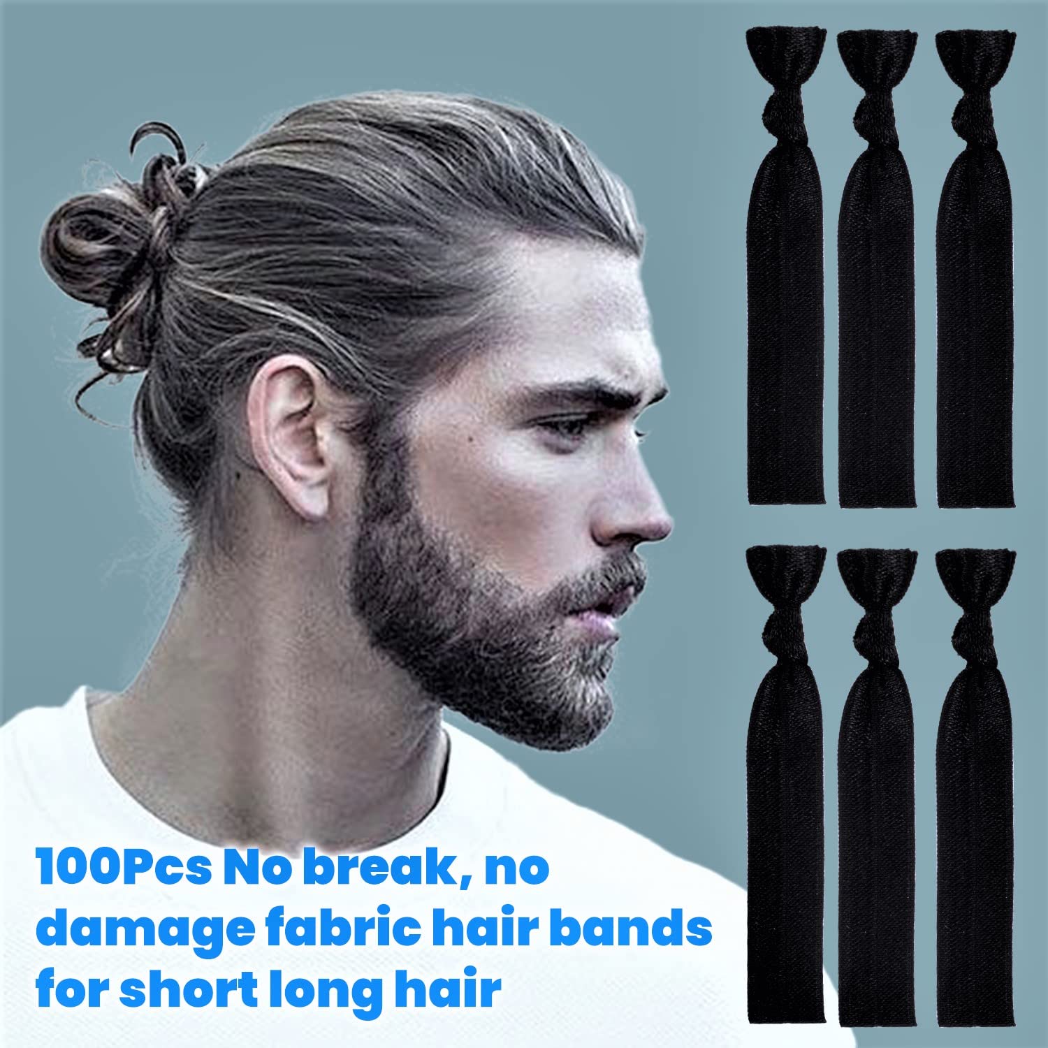 79STYLE 100pcs Elastic Hair Ties Ouchless No Pull Black Ribbon Hair Ties Ponytail Holders Bulk For Women Yoga Twist Fabric Hair Bands Hand Knotted Fold Over Solid Hair Accessory (Black)