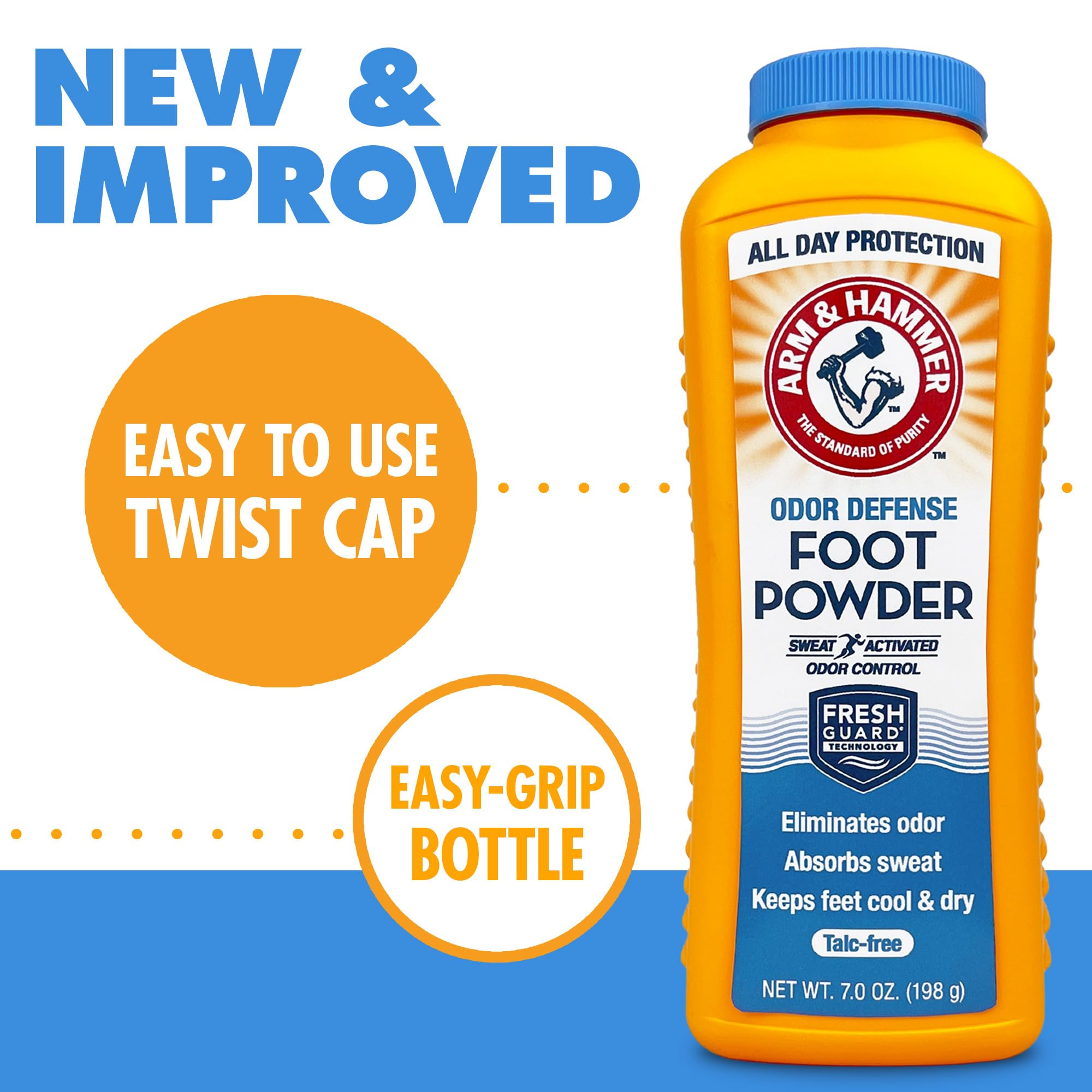 Arm & Hammer Foot Powder for Shoes & Feet, Talc-Free Odor & Moisture Control for Men & Women, 7 oz (1 Pack)