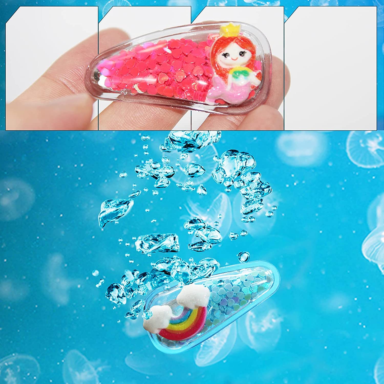 ANNACREATIONS 10 Pcs Plastic Metal Sequins Transparent Hair Clips For Girls Glitter Snap Hair Clips Toddler Hairclips Fruit Cartoon Animal Hairclip Hair Accessories Multicolor