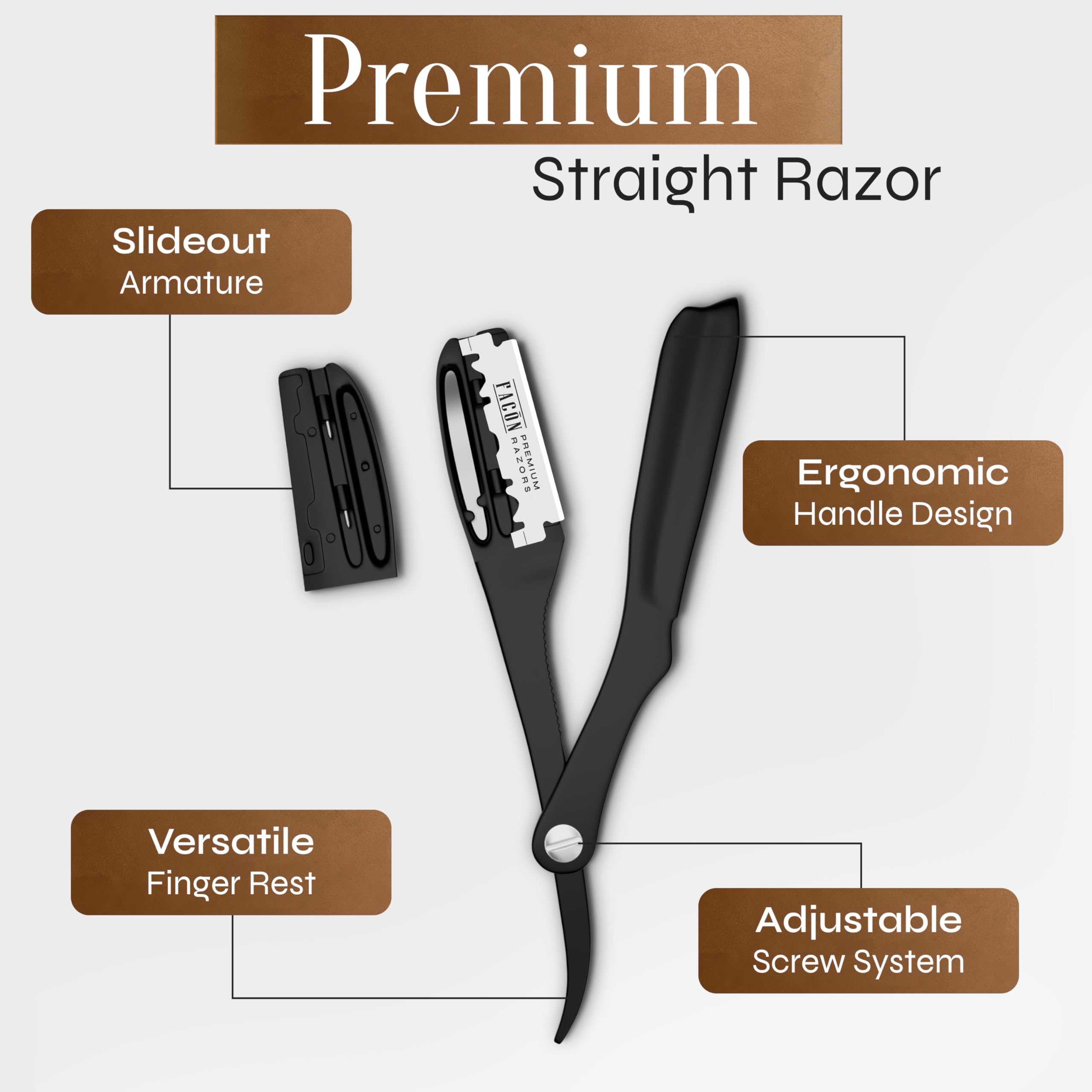 100 BLADES + FacÃƒ³n Professional Classic Japanese Straight Edge Feather Barber Razor - Salon Quality Cut Throat Shavette