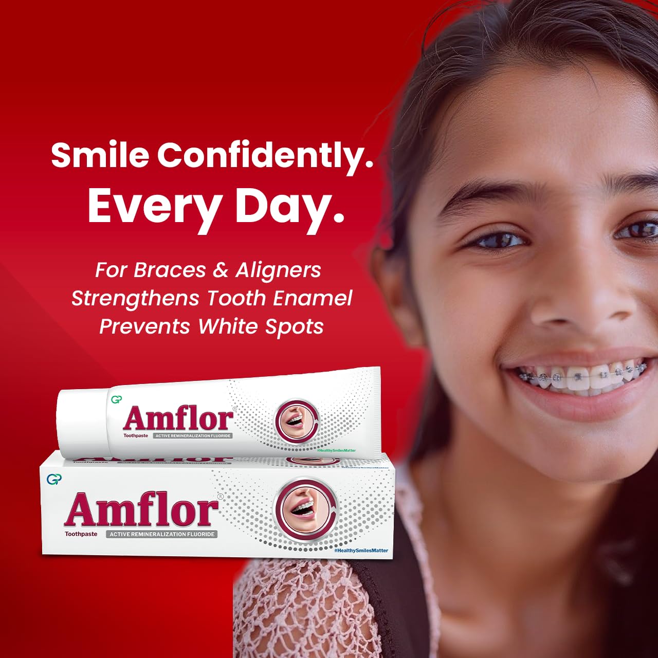 Amflor Toothpaste for Braces | Prevents Cavities & White Spot Lesions | Organic Amine Fluoride for Enamel Remineralization| Mint Flavour Orthodontic Toothpaste | Pack of 6 (70 g per pack)