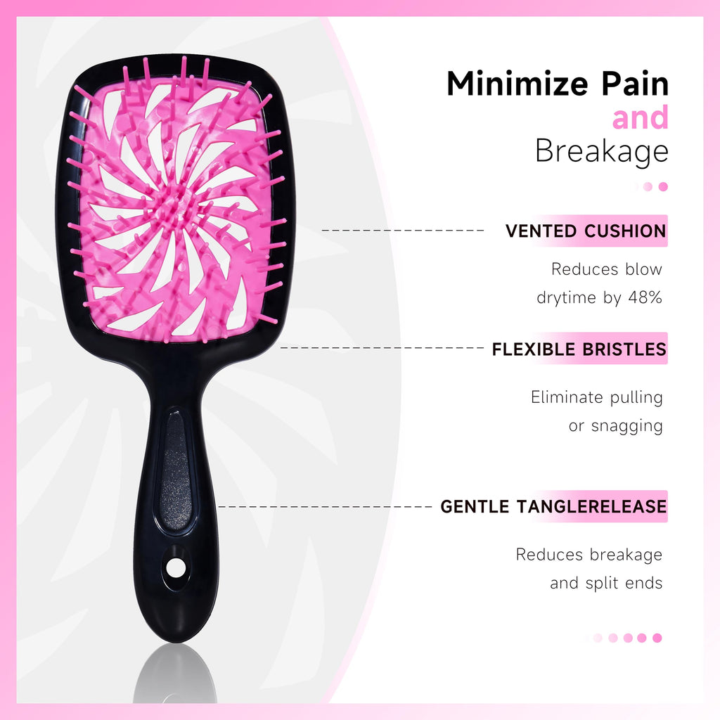 Ensemble de 11 pièces comprenant une brosse démêlante, un flacon pulvérisateur et 3 brosses lissantes pour cheveux d'enfants. Convient aux cheveux secs et mouillés, pour adultes et enfants. (Rose)