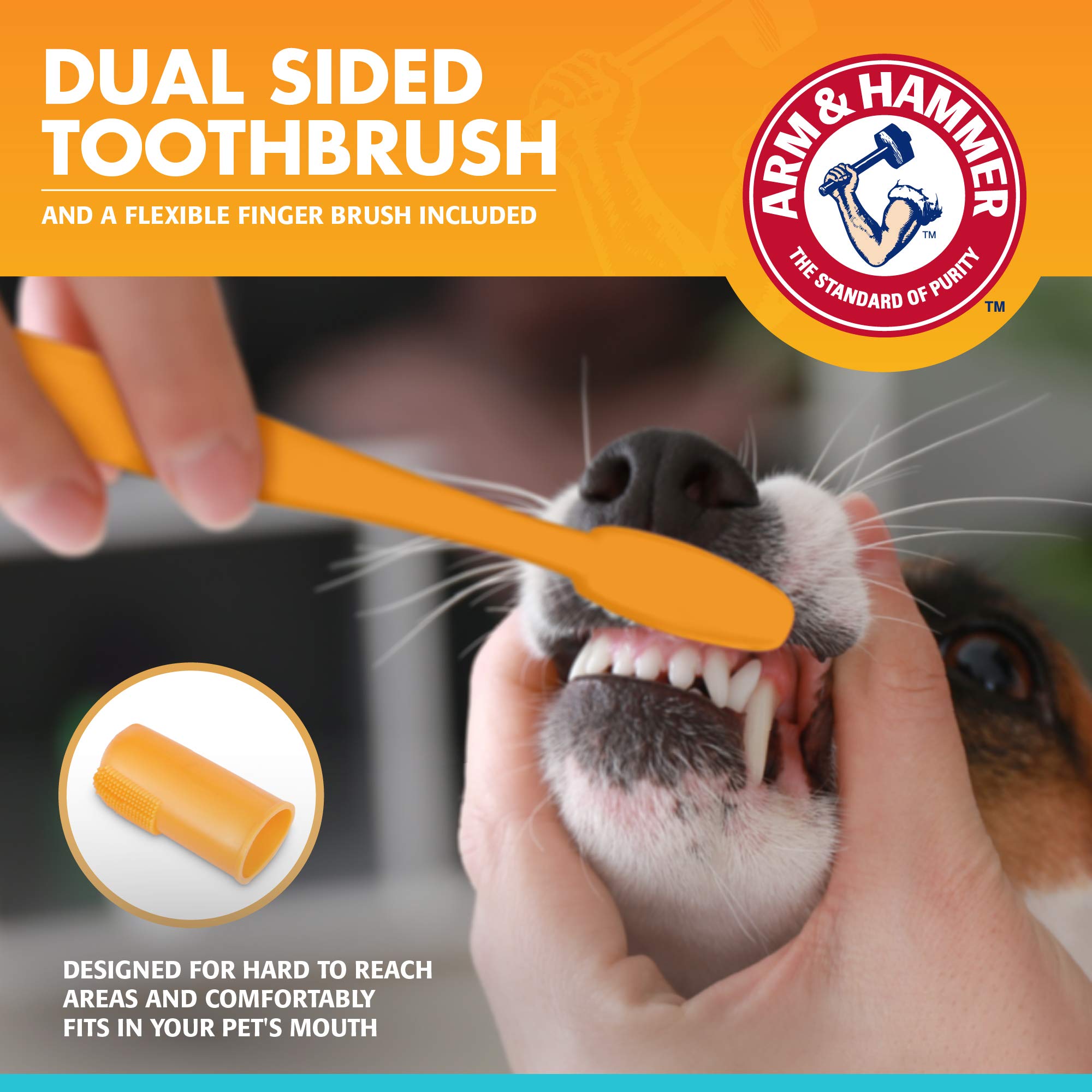 Arm & Hammer for Pets Fresh Breath Kit for Dogs | Contains Toothpaste, Toothbrush & Fingerbrush | Reduces Plaque & Tartar Buildup | Safe for Puppies, 3-Piece Kit, Vanilla Ginger Flavor