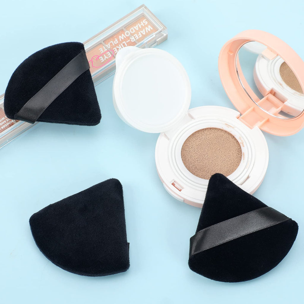 6-Pack Powder Puff Face Soft Triangle Makeup Puff for Loose Powder Mineral Powder Body Powder Velour Cosmetic Foundation Blender Sponge Beauty Makeup Tools(Black)