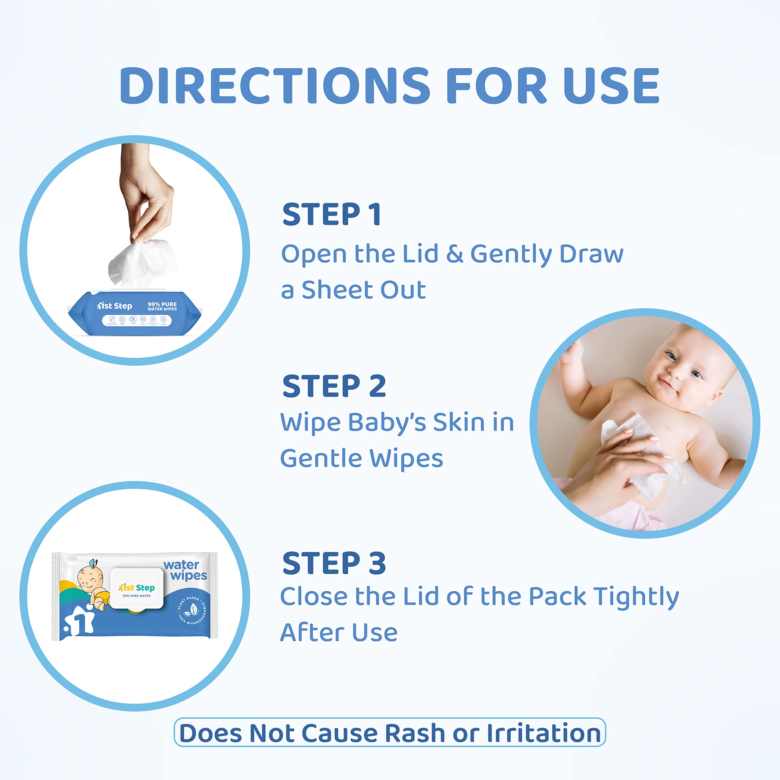1st Step 99% Pure Water Baby Wipes with lid I Dermatologically Tested | Plant Based - 100% Biodegradable Wipes for Babies | Super Thick Polyester Free wet Wipes for Baby I Paraben Free with Aloevera & Calendula Extract | Alcohol Free Baby wipes |72 pcs/Pa