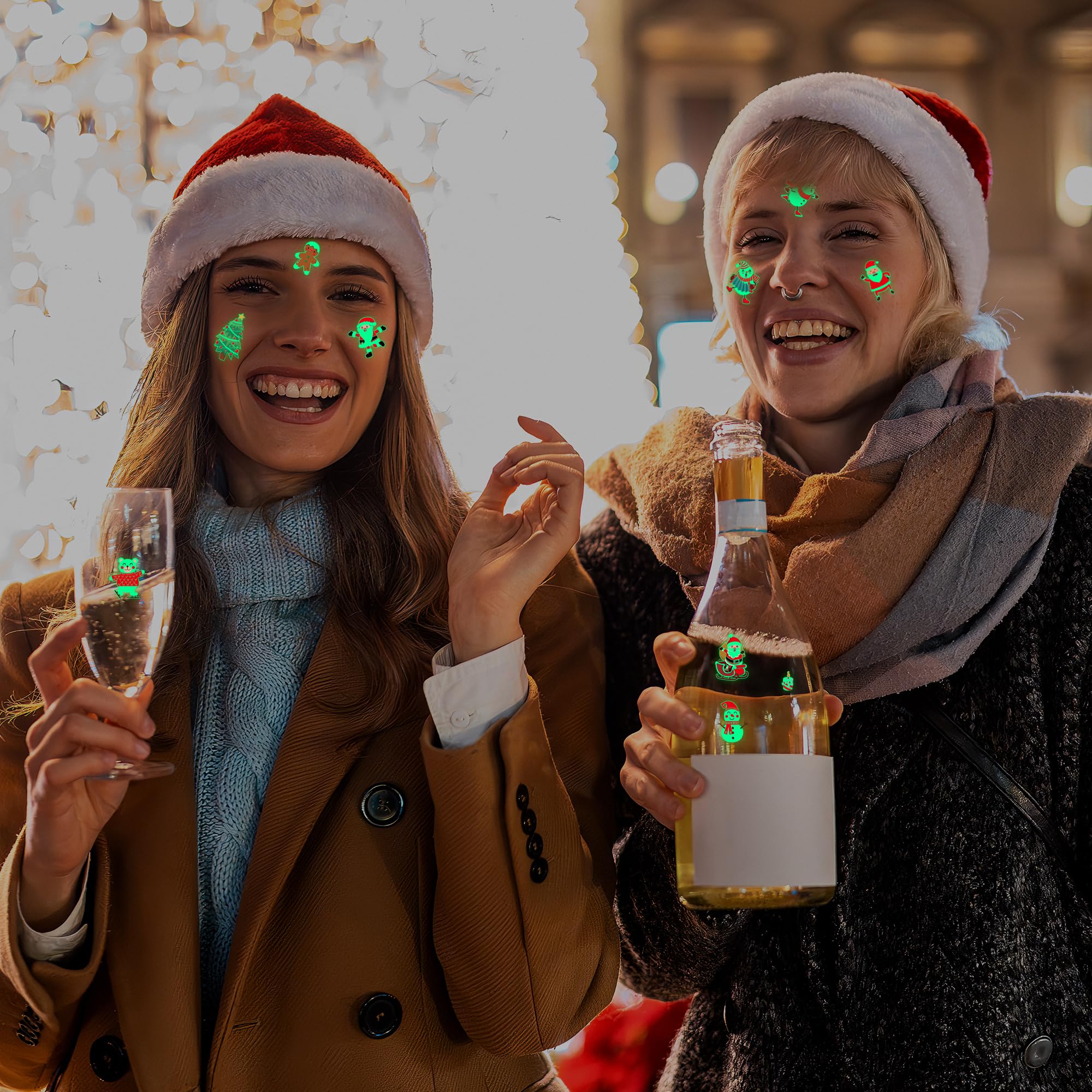 10 Sheets Luminous Christmas Tattoos, Christmas Temporary Tattoos, Bulk Stocking Stuffers, Merry Xmas Party Decorations Supplies, Xmas Goodie Bag Stuffers Candy