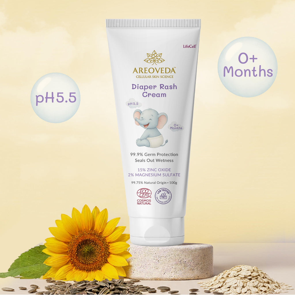 AreoVeda Diaper Rash Cream (50 gm), Suitable for newborns & babies, 15% Zinc Oxide, Prevents & Soothes Rashes from Day 1, Relieves Itchiness & Discomfort