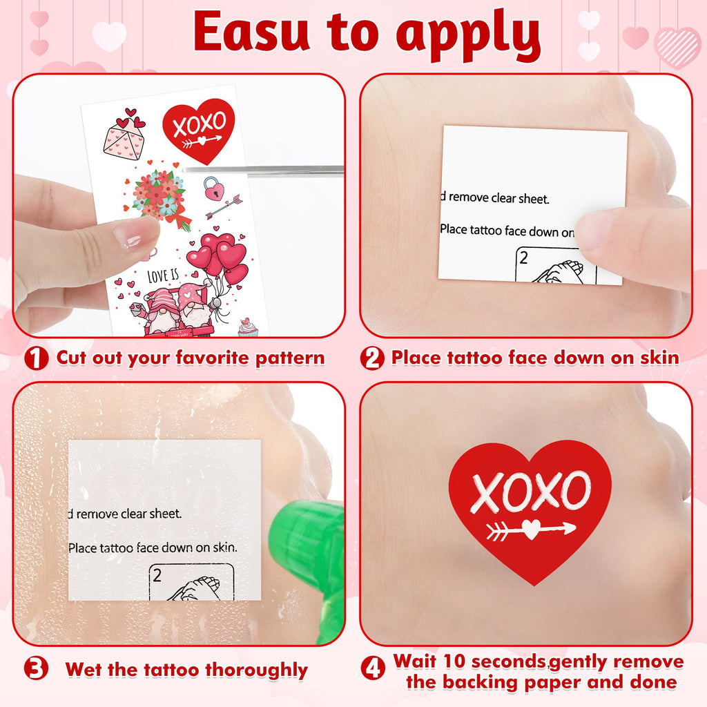 12 Sheets Luminous Valentine Tattoos, 115 PCS Heart Tattoos Temporary, Valentine Stuff, Romantic Valentines Party Favors for School Class Holiday Supplies