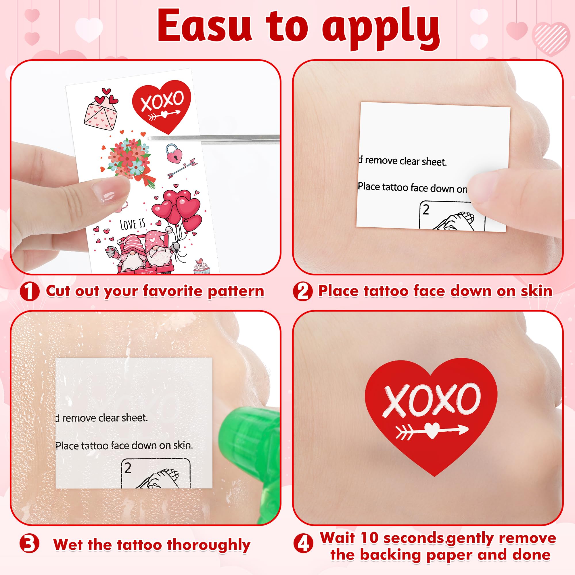 12 Sheets Luminous Valentine Tattoos, 115 PCS Heart Tattoos Temporary, Valentine Stuff, Romantic Valentines Party Favors for School Class Holiday Supplies