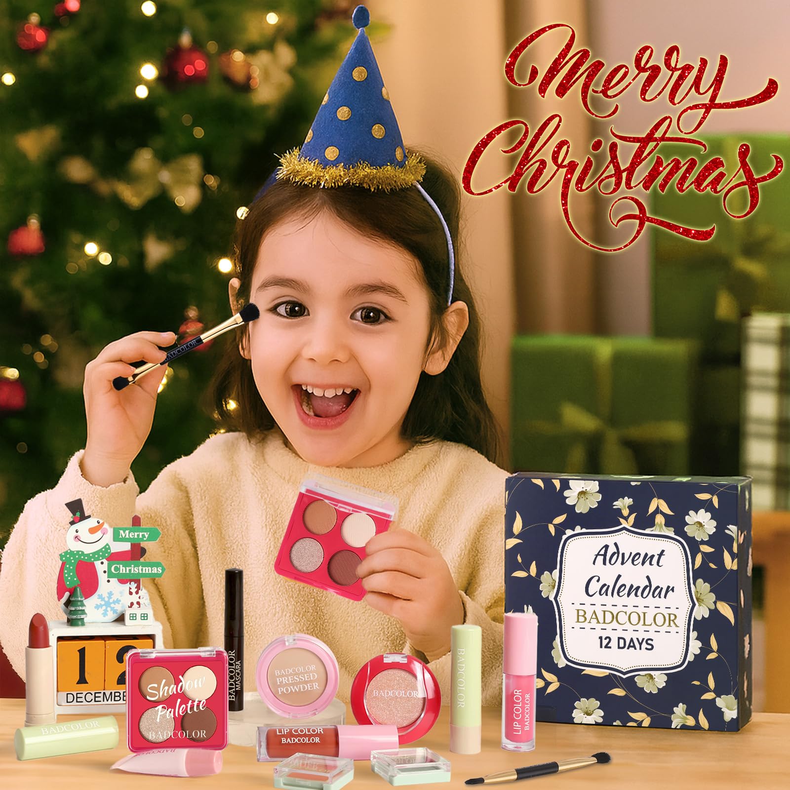 Advent Calendar 2025, 12 Days Christmas Countdown Calendar - Individually Boxed Makeup Gift Set, Xmas Beauty & Cosmetics Surprise Full Makeup Kit for Women Teen Girls