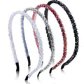4 Pieces Crystal Rhinestone Headbands Shiny Non-Slip Beaded Hairband Bling Bling Hair Bands Hair Accessories Hair Decoration for Women Girls (Black, White, Purple, Gray, 0.5 cm/ 0.2 Inch)