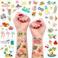 60 Pieces Summer Temporary Tattoos for Kids, Pool Party Favors, Hawaiian Luau Beach Temporary Tattoo, Watermelon Strawberry Pineapple Flamingo Tattoo Stickers for Birthday Party Supplies
