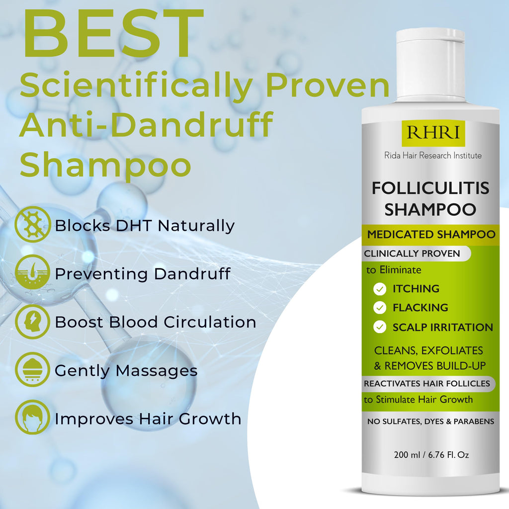 Anti Fungal Shampoo for Folliculitis, Seborrheic Dermatitis, Dandruff, Scalp Psoriasis & Itchy Dry Scalp Relief