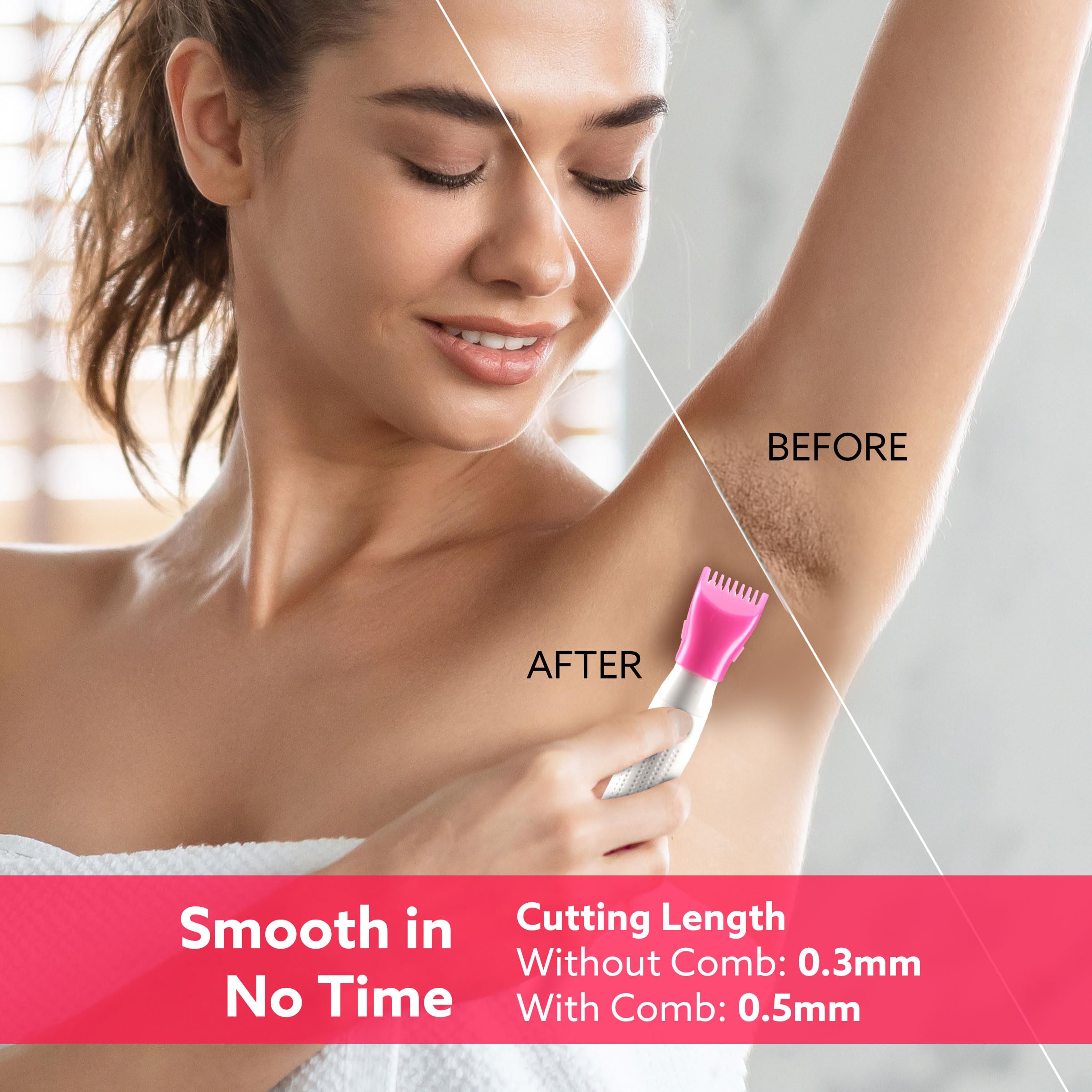 AGARO Rechargeable 3-in-1 Multi Trimmer For Women, Multipurpose Hair Remover for Women, Face, Leg, Eyebrow, Underarms, Bikini Trimmer, 90 minutes Runtime, White