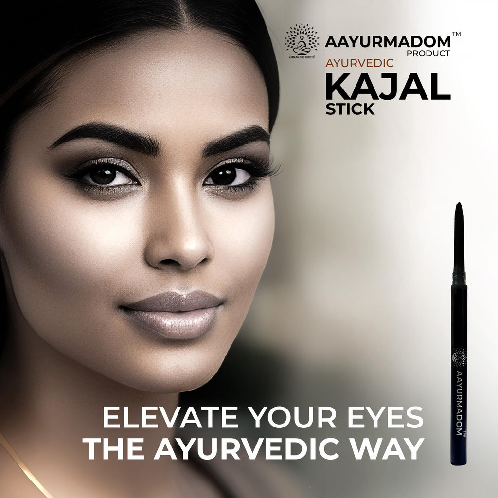AAYURMADOM Semi-Matte Kajal Stick For All Age Groups Including Babies -100% Herbal Lead Free - Irritation-Free, Bee Wax With Pure Cow Ghee, Waterproof, Preservative-Free, No Tears,Multi