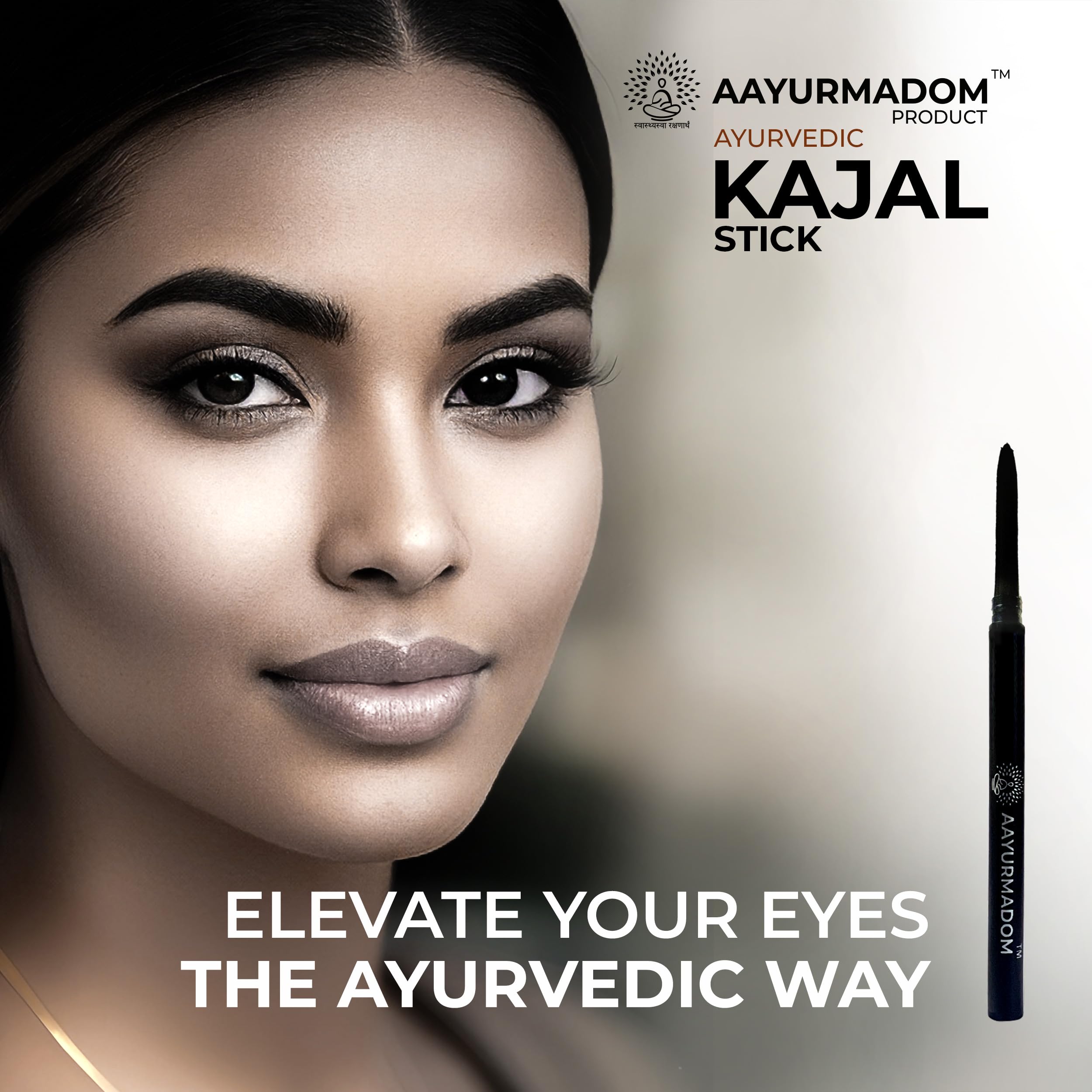 AAYURMADOM Semi-Matte Kajal Stick For All Age Groups Including Babies -100% Herbal Lead Free - Irritation-Free, Bee Wax With Pure Cow Ghee, Waterproof, Preservative-Free, No Tears,Multi