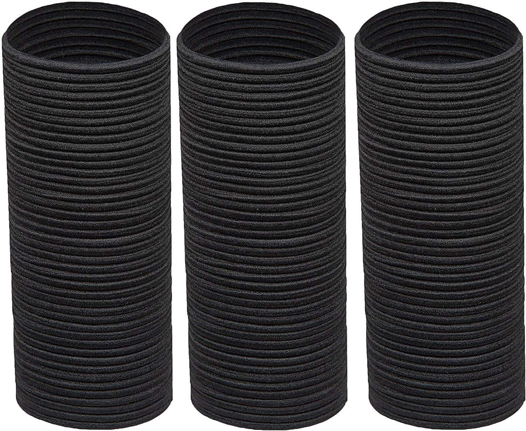 AL ZAHRA 50 Elastic Hair Bands 4 mm Hair Ties Elastics Hairbands Ponytail Holders No Metal for Women Girls Kids Men Thick Hair Black(Pack of 50)