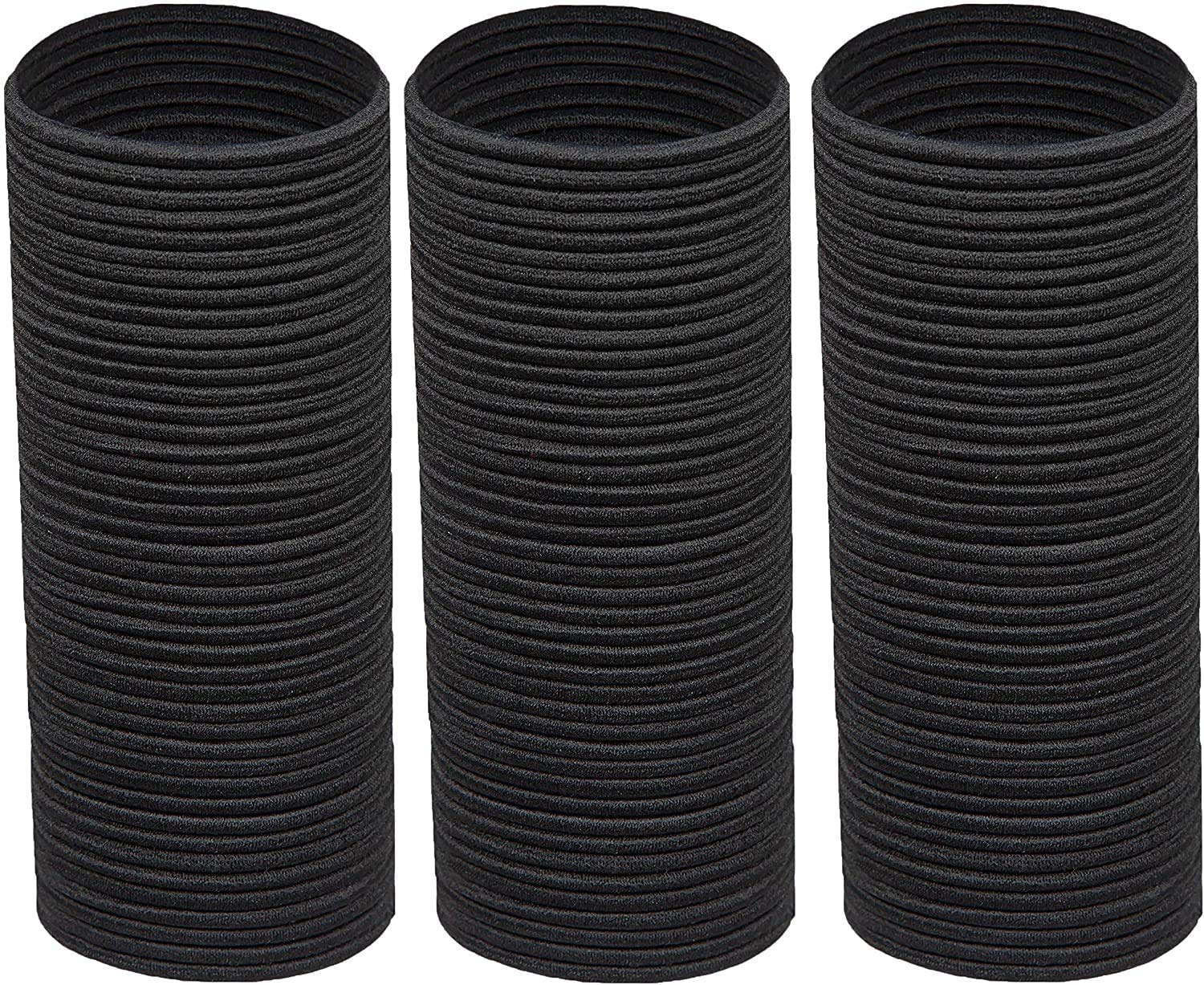 AL ZAHRA 50 Elastic Hair Bands 4 mm Hair Ties Elastics Hairbands Ponytail Holders No Metal for Women Girls Kids Men Thick Hair Black(Pack of 50)