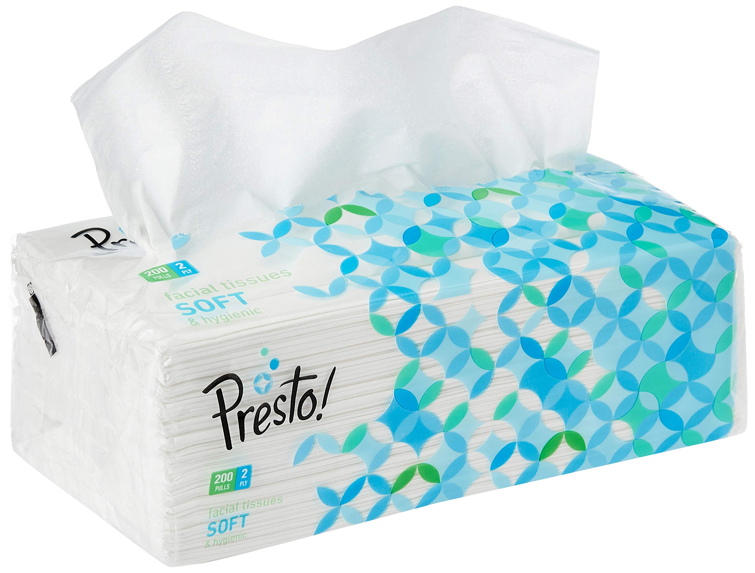 Amazon Brand - Presto! 2 Ply Facial Tissue Box | 600 Pulls | 200 Pulls X 3 Cartons | Soft And Highly Absorbent | 100% Natural Virgin Cellulose Fiber