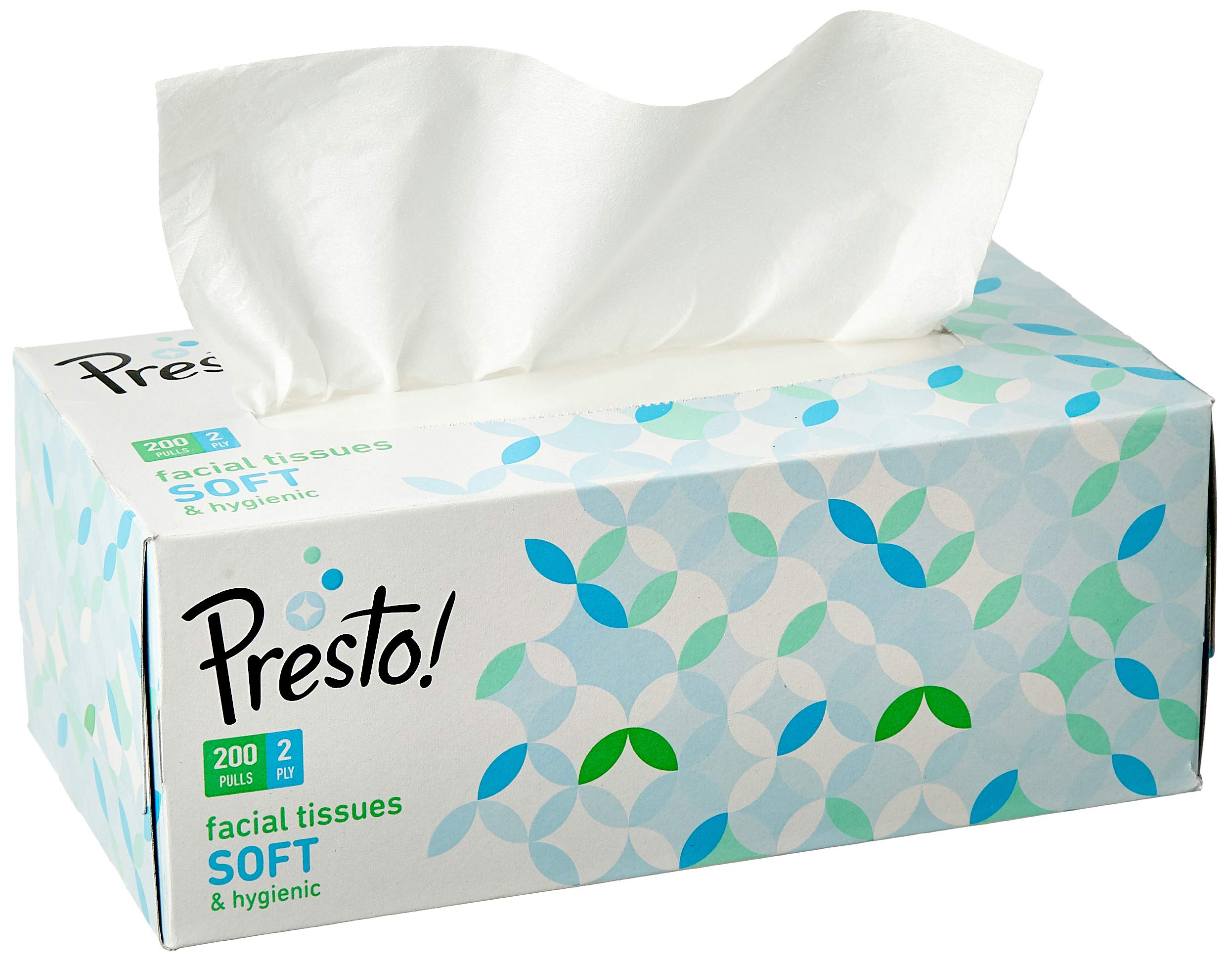 Amazon Brand - Presto! 2 Ply Facial Tissue Box | 600 Pulls | 200 Pulls X 3 Cartons | Soft And Highly Absorbent | 100% Natural Virgin Cellulose Fiber