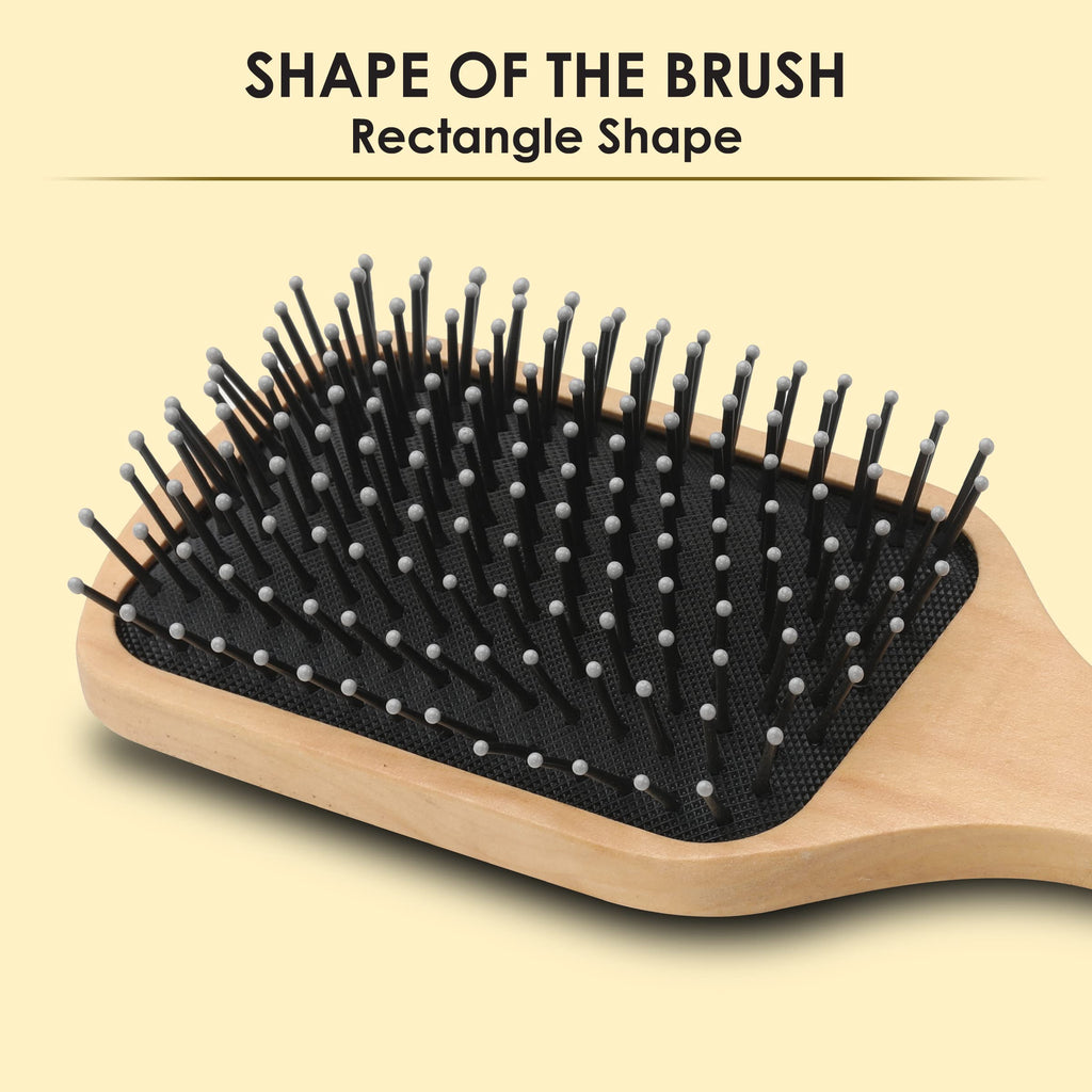 AGARO Wooden Paddle Hair Brush with Strong & flexible nylon bristles having Anti static ball tips, For Grooming, Straightening, Smoothing, Detangling Hair, ideal for Men, Women & Kids.