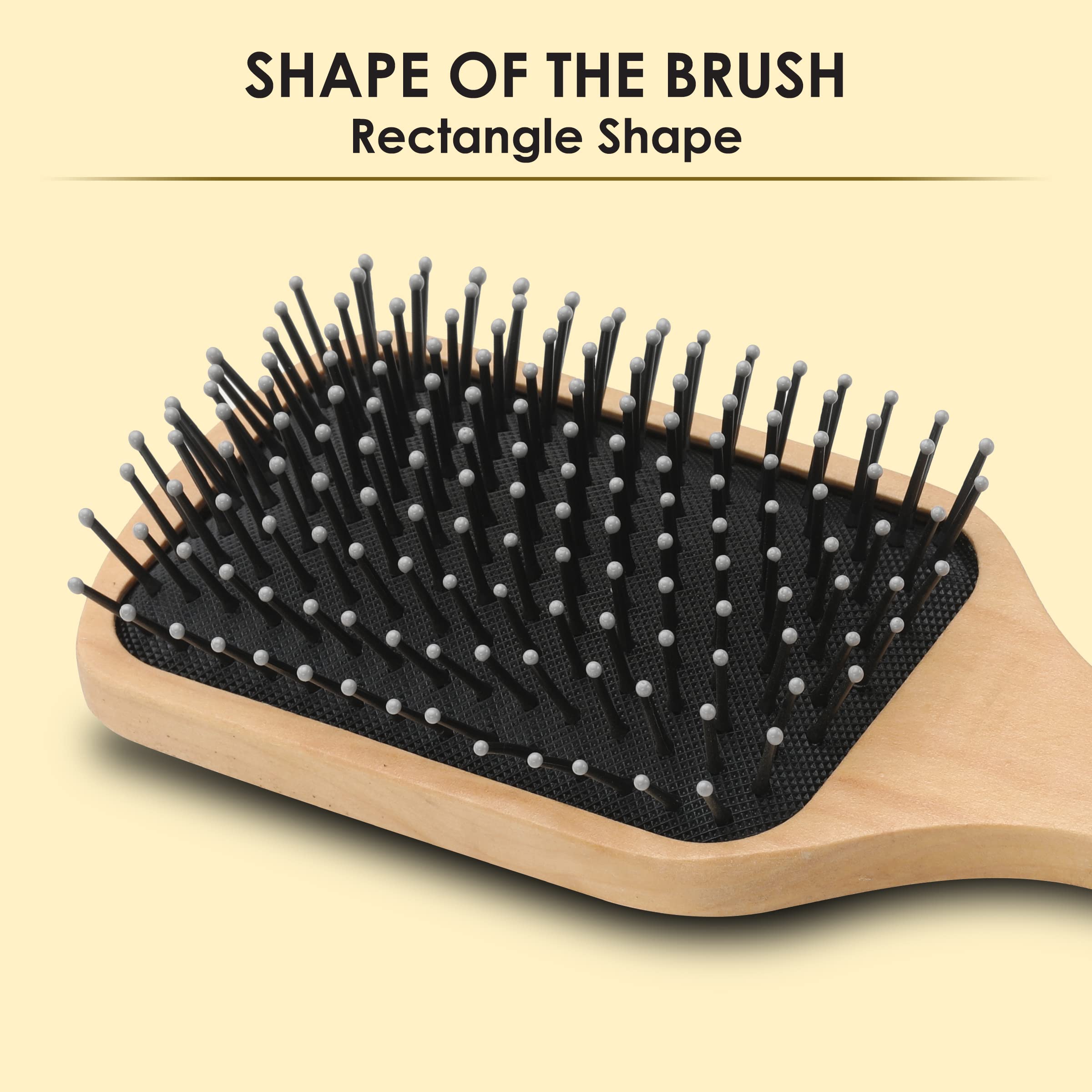 AGARO Wooden Paddle Hair Brush with Strong & flexible nylon bristles having Anti static ball tips, For Grooming, Straightening, Smoothing, Detangling Hair, ideal for Men, Women & Kids.