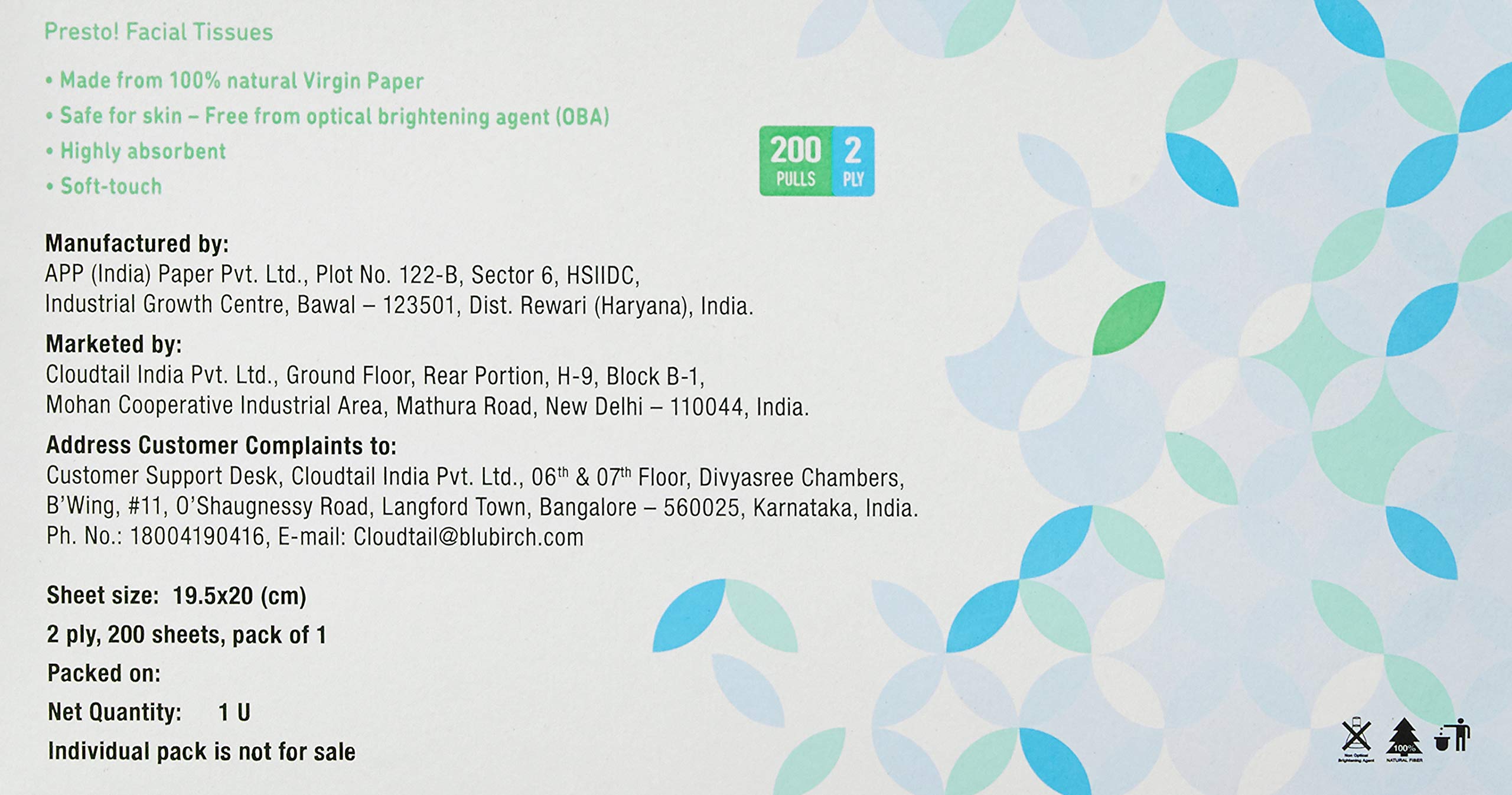 Amazon Brand - Presto! 2 Ply Facial Tissue Box | 600 Pulls | 200 Pulls X 3 Cartons | Soft And Highly Absorbent | 100% Natural Virgin Cellulose Fiber