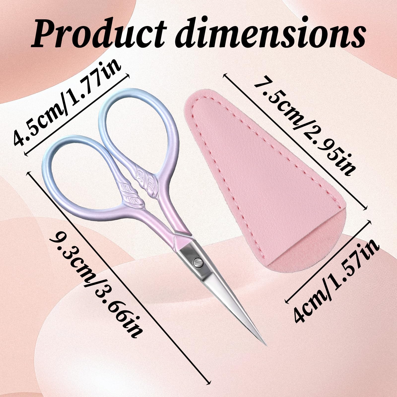 2 Pcs Eyebrow Scissors for Women 3.5 Inch Small Scissors Beauty Mini Scissor Cosmetic Lash Scissor for Facial Hair Eyebrows Nose Beard, Stainless Steel Straight Tip
