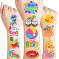 60 PCS Hello Summer Beach Pool Hawaiian Pre-Cut Temporary Tattoos for Kids | Super Cute Themed Birthday Party Favors, Supplies, Decorations, Fake Tattoo Stickers, School Rewards Gifts & Boys & Girls