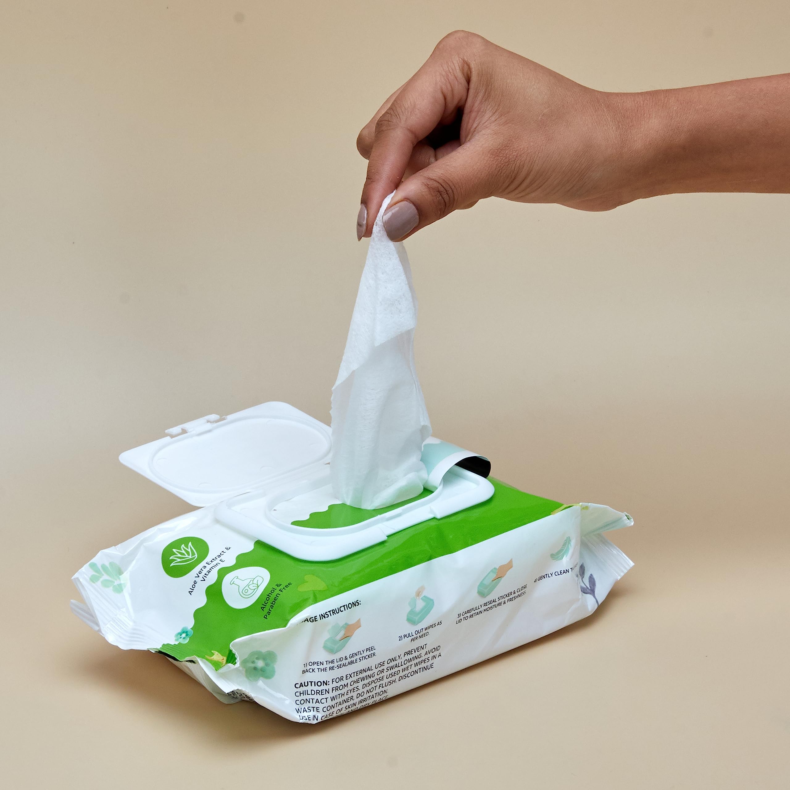 Amazon Brand - Mama Bear Cleansing Baby Wipes With Lid | 360 Wipes | 72 Wipes x 5 Packs | Dermatologically Tested | With Aloe Vera & Vitamin E | Alcohol-free | Paraben-free | Water-Based Formulation