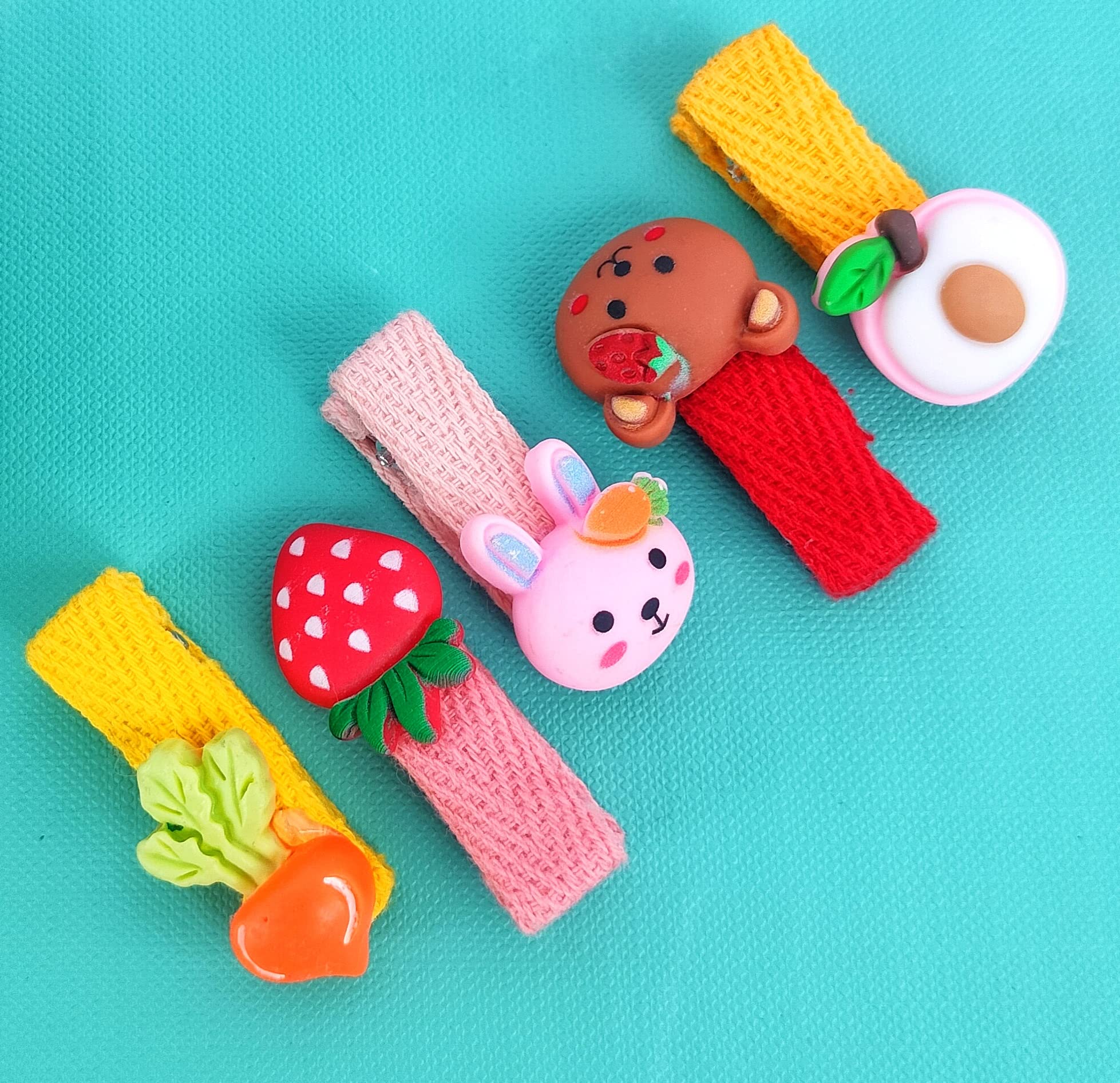 ANNA CREATIONS 26 Pcs Baby Girls Hair Clips Cute Animal Character Fruit Flower Pattern Fully Ribbon Lined Hair clips Hair Accessories for Girls