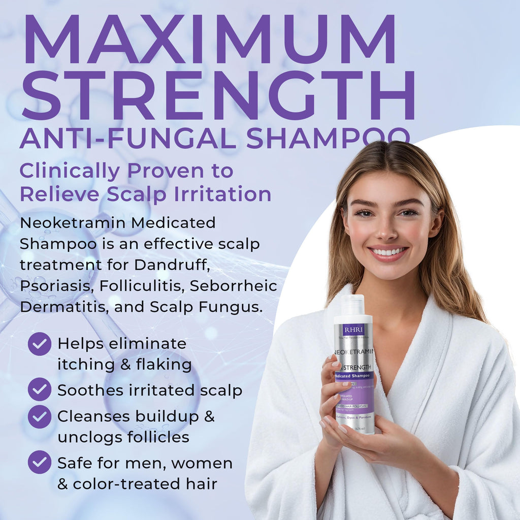 Anti Fungal Shampoo for Men & Women | Anti Dandruff, Medicated, Folliculitis Shampoo for Dry Scalp, Psoriasis, Ringworm | for Itchy, Flaky & Irritated Scalp | No Paraben & Sulphate | w/Scrubber Brush