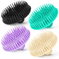 Lot de 4 brosses exfoliantes pour le cuir chevelu, brosse nettoyante antipelliculaire, masseur de cuir chevelu flexible, brosse de douche pour la maison, le bureau, les voyages et les animaux de compagnie - BBTL