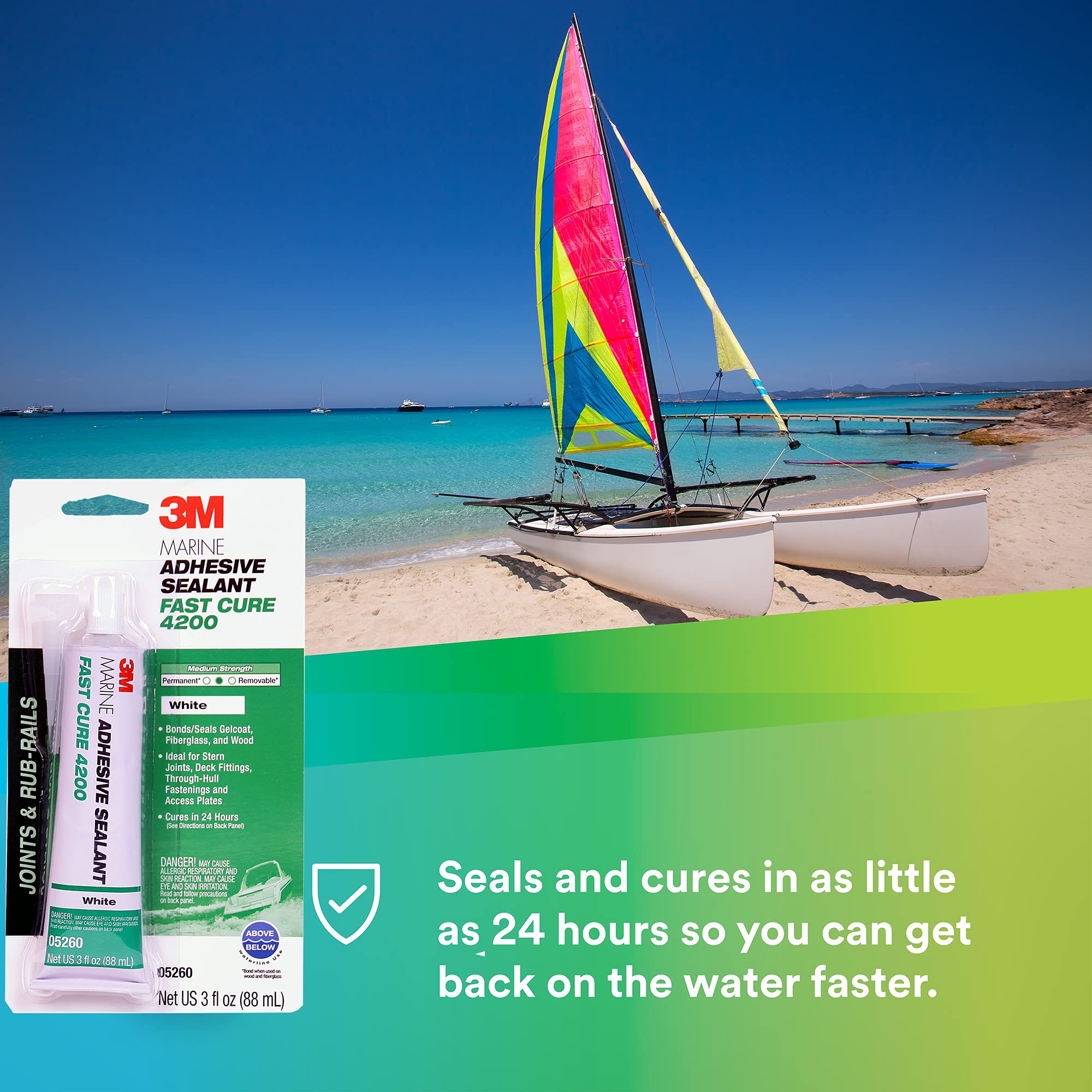 3M TALC Marine Adhesive Sealant Fast Cure 4200 (05260) – Semi-Permanent Flexible Adhesive Sealant for Boats and Marine Applications – White – 3 Ounces
