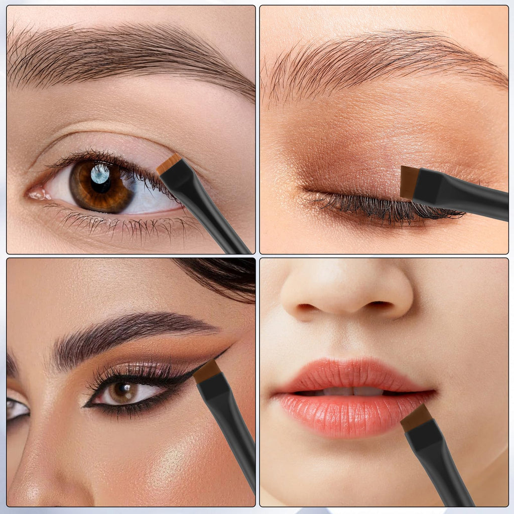 4 Pcs Eyebrow Brush Eyeliner Brush Set Eye Makeup Tool Ultra-Thin Angled Flat Precision Makeup Brushes for Women Beauty Cosmetic, Black