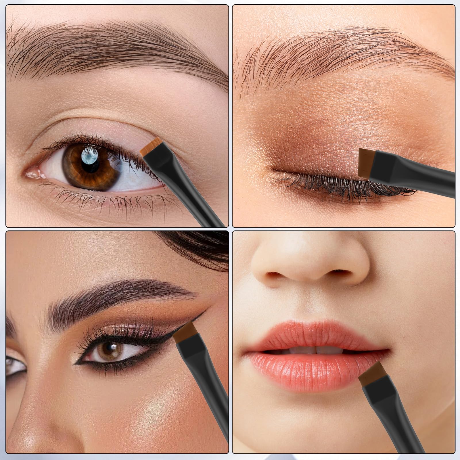 4 Pcs Eyebrow Brush Eyeliner Brush Set Eye Makeup Tool Ultra-Thin Angled Flat Precision Makeup Brushes for Women Beauty Cosmetic, Black