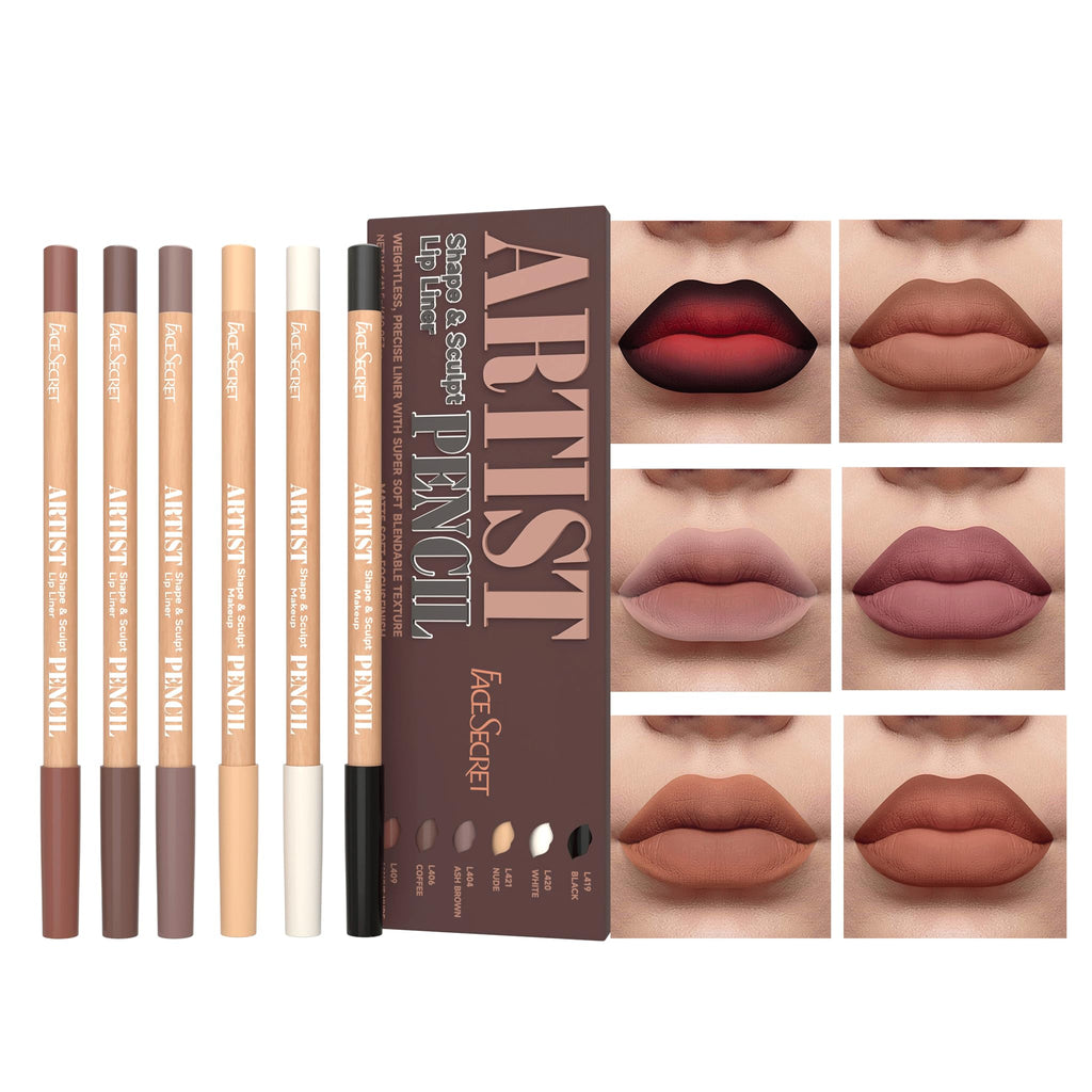 6pcs Nude Lip Liner Makeup Set - Waterproof & Smudge-Proof Matte Pencil, Long-Lasting & Durable, Smooth & Easy Glide, Non-Smudge, Contouring, Filling & Layering (SKETCH-ROAST, 6 Count (Pack of 1))