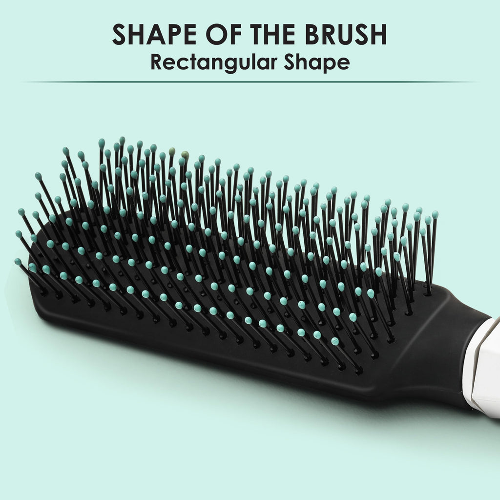 AGARO Classic Flat Hair Brush with Strong & flexible nylon bristles, having Anti-static ball tips, For Grooming, Volumising & Back Brushing, ideal for Men & Women, Cyan
