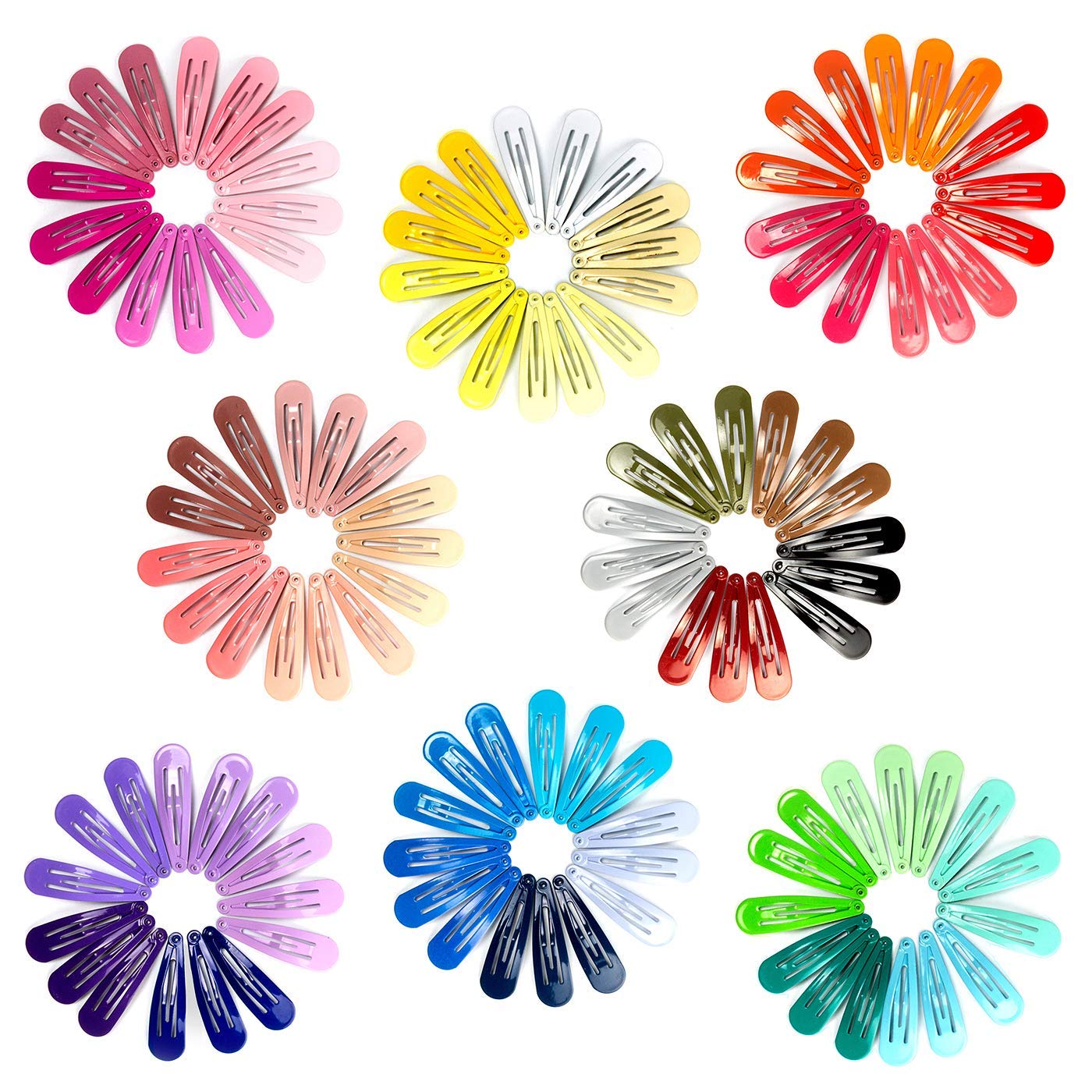 120 Pack Colorful Metal Snap Hair Clips, 2 Inch Barrettes in 40 Assorted Candy Colors, Non-Slip Hair Accessories for Kids Teens Women