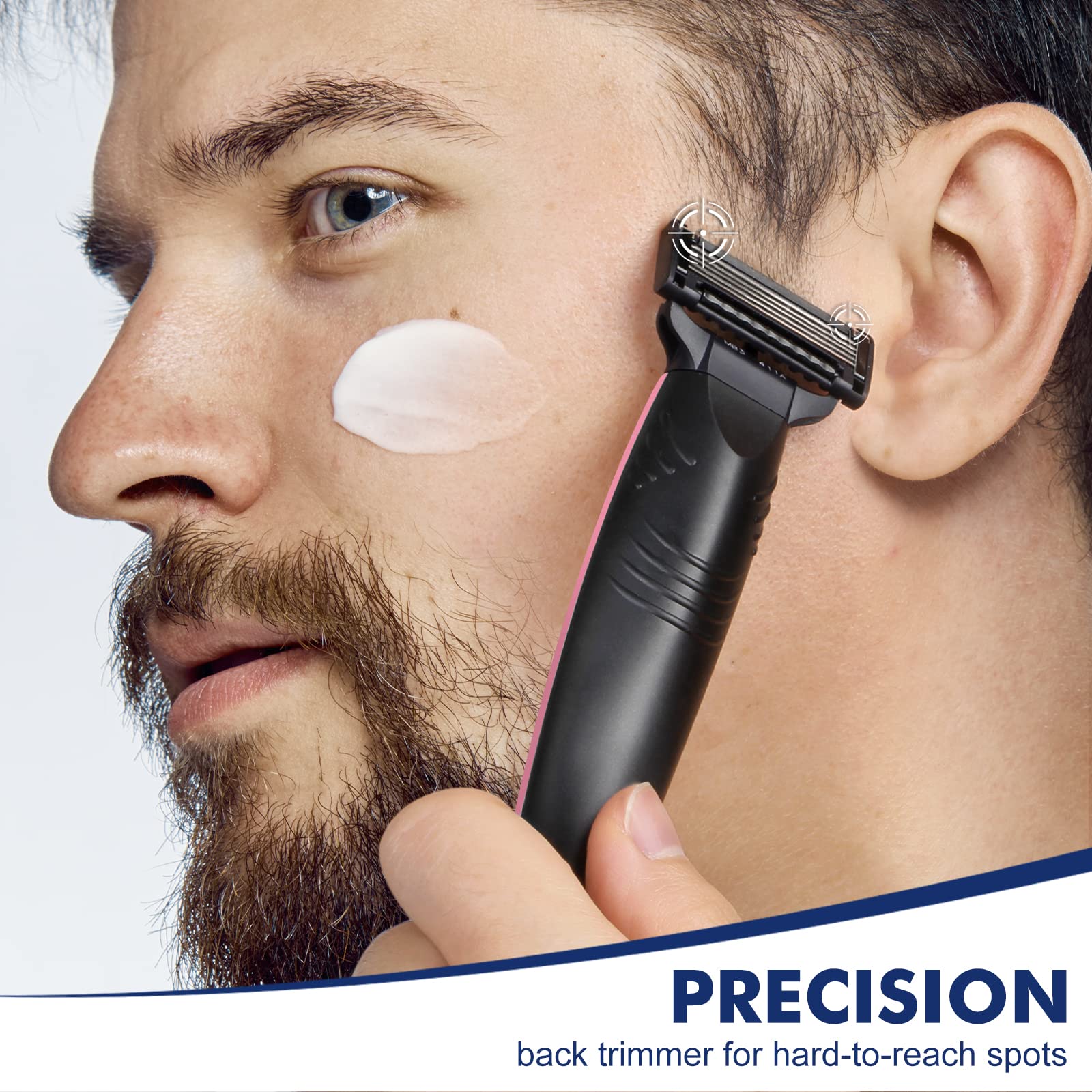 Arisson Razors for Men, Swedish 5 Blade Razor Kit-1 Ergonomic Handle, 4 Surgical-grade Sharp Blade Refills with Back Trimmer, 1 Shaving Gel, Moisture Strip with Vitamin E for Comfortable Shave (Pink)