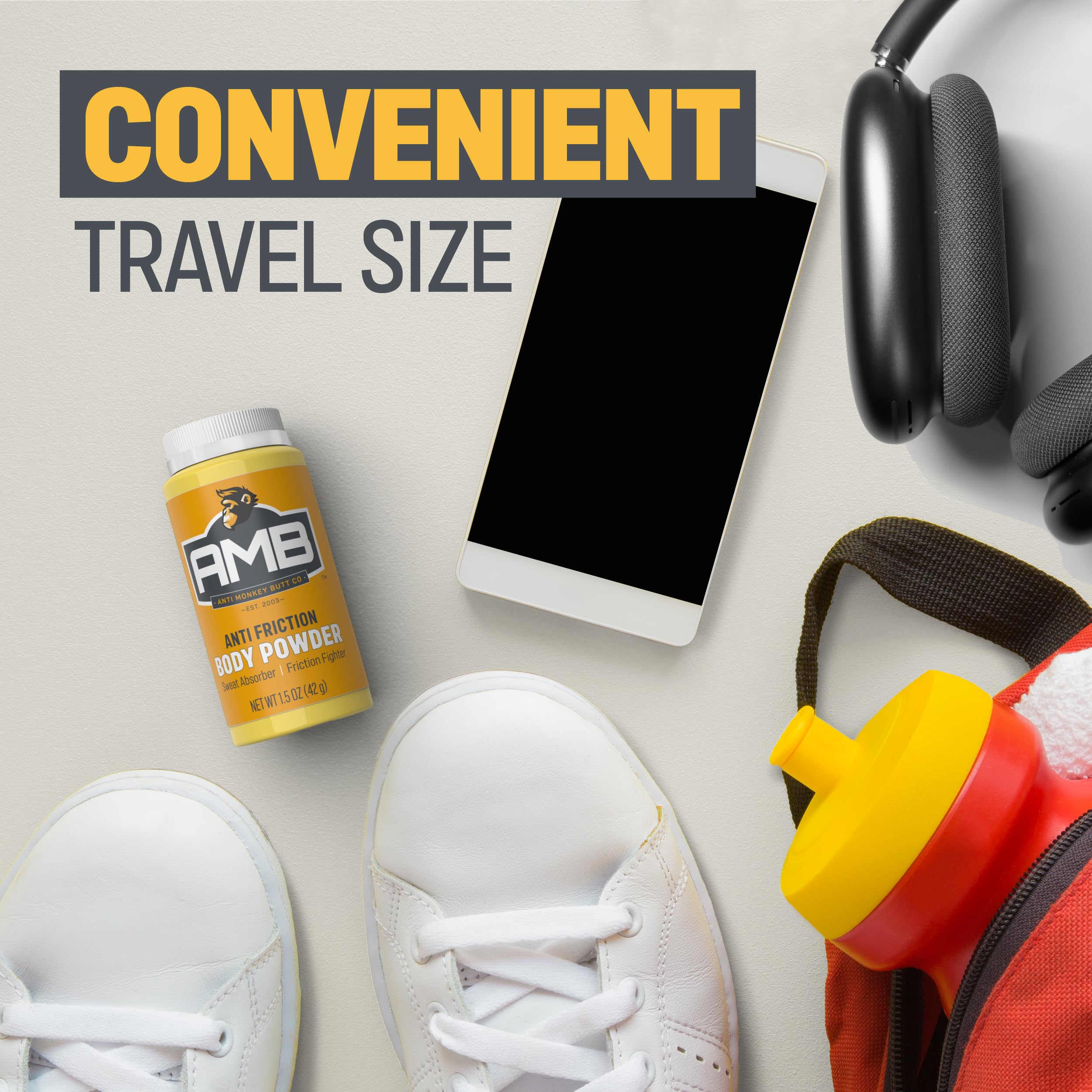 Anti Monkey Butt Travel-Size Body Powder with Calamine - Talc-Free Sweat, Odor, & Friction Relief - Chafing Protection for Active Lifestyles - 1.5 oz - Pack of 12