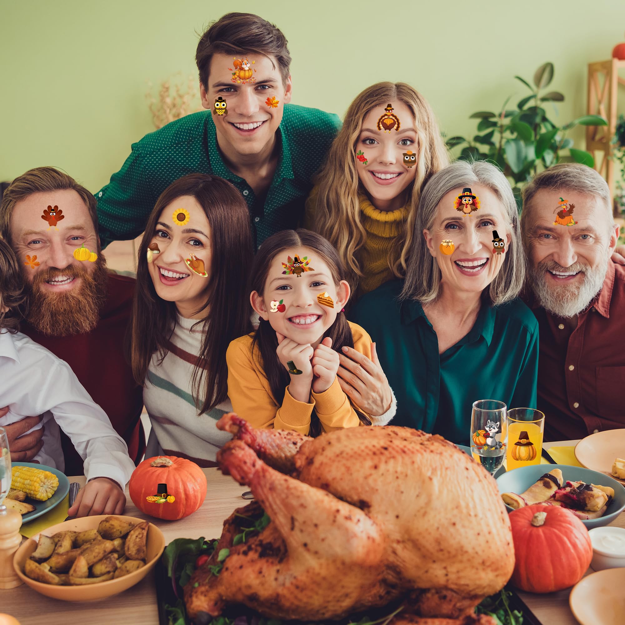 117PCS Thanksgiving Temporary Tattoos for Kids, 9 Sheets Thanksgiving Stickers Turkey Pumpkin Leaves Nuts Patterns, Fall Tattoos Stickers for Harvest Gathering Party Favors Accessories Decorations