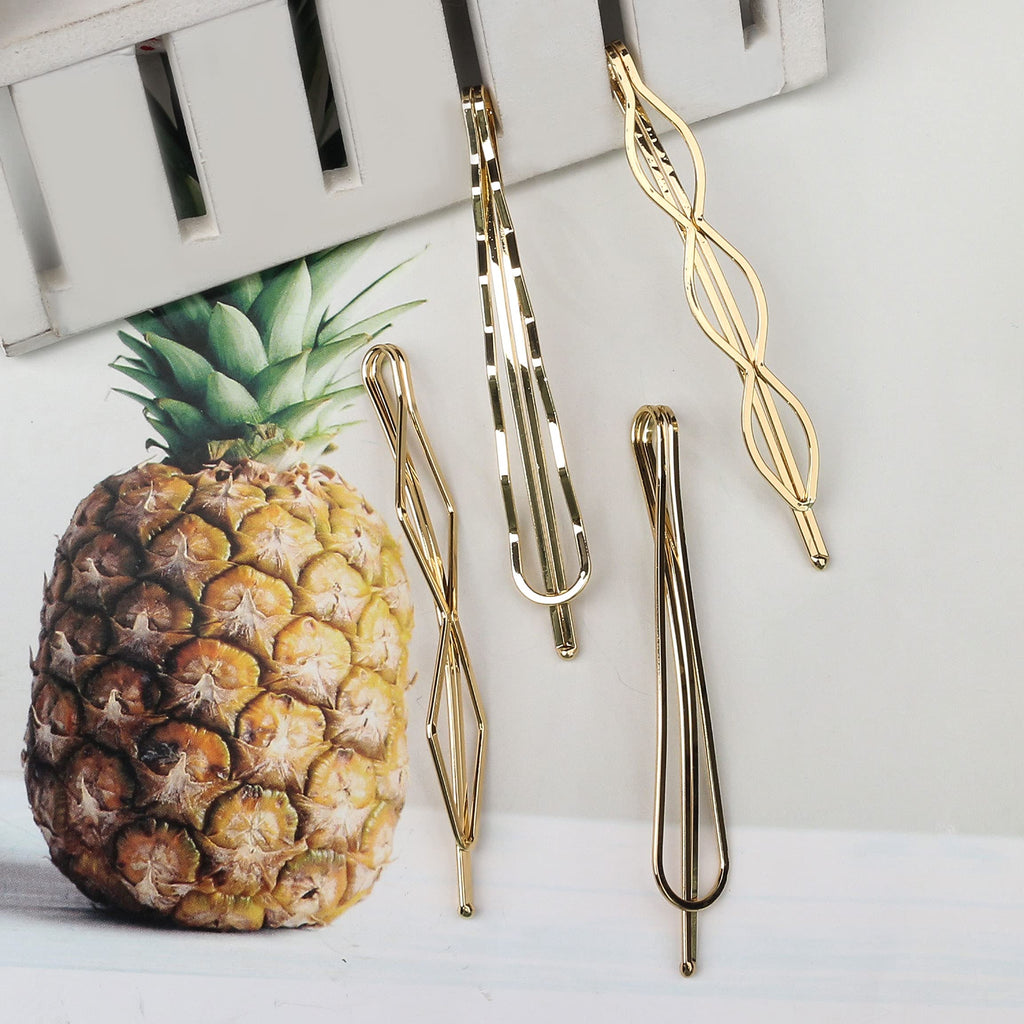 16 Pieces Geometric Metal Hair Pins, Pearls Hair Clips Elegant Hair Barrettes Bridal Gold Metal Bobby Pins Dainty Embellished Bobby Pins for Woman and Girls