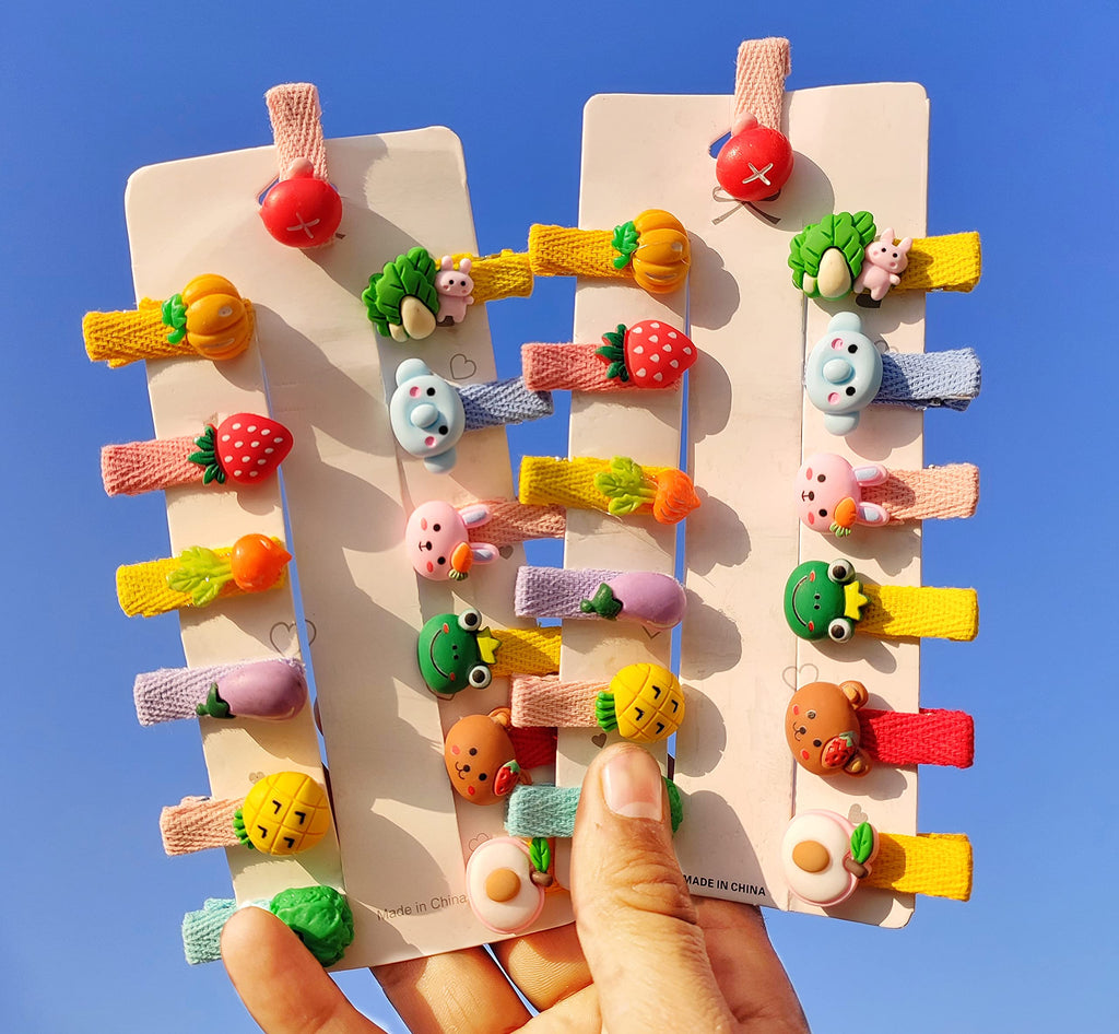 ANNA CREATIONS 26 Pcs Baby Girls Hair Clips Cute Animal Character Fruit Flower Pattern Fully Ribbon Lined Hair clips Hair Accessories for Girls