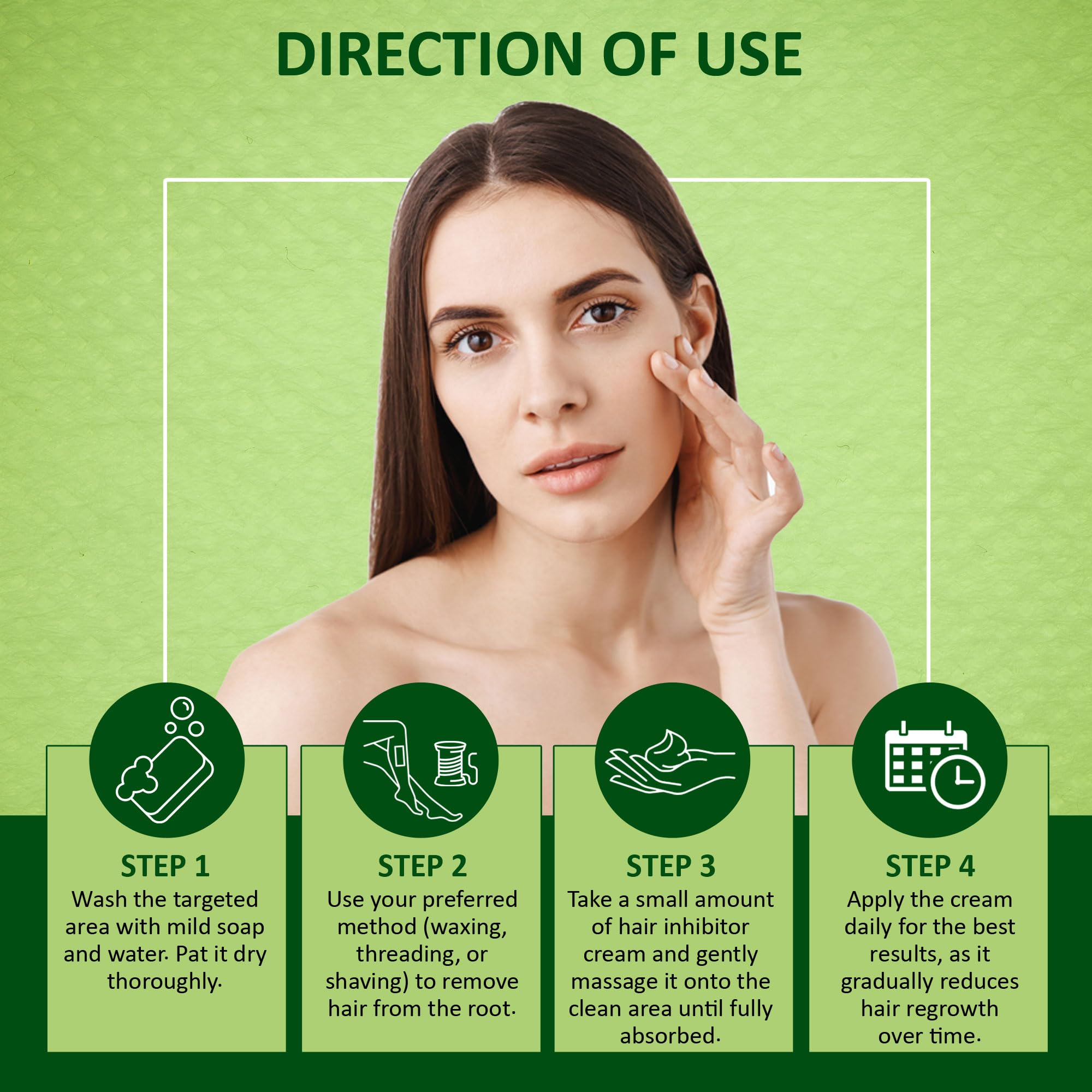 7DAYSNATURAL Facial Hair Removal Cream 100 g | Facial hair removal cream for women with Narcissus Tazetta Extract & Betaine | Hair Inhibitor for Women & Men | Painless Remover