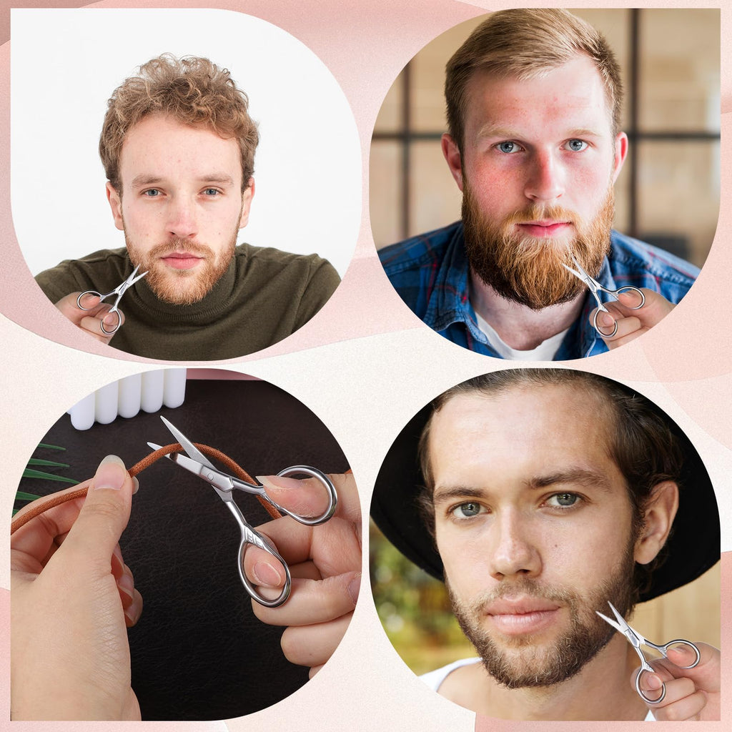 2 Pcs Eyebrow Scissors for Women 3.5 Inch Small Scissors Beauty Mini Scissor Cosmetic Lash Scissor for Facial Hair Eyebrows Nose Beard, Stainless Steel Straight Tip