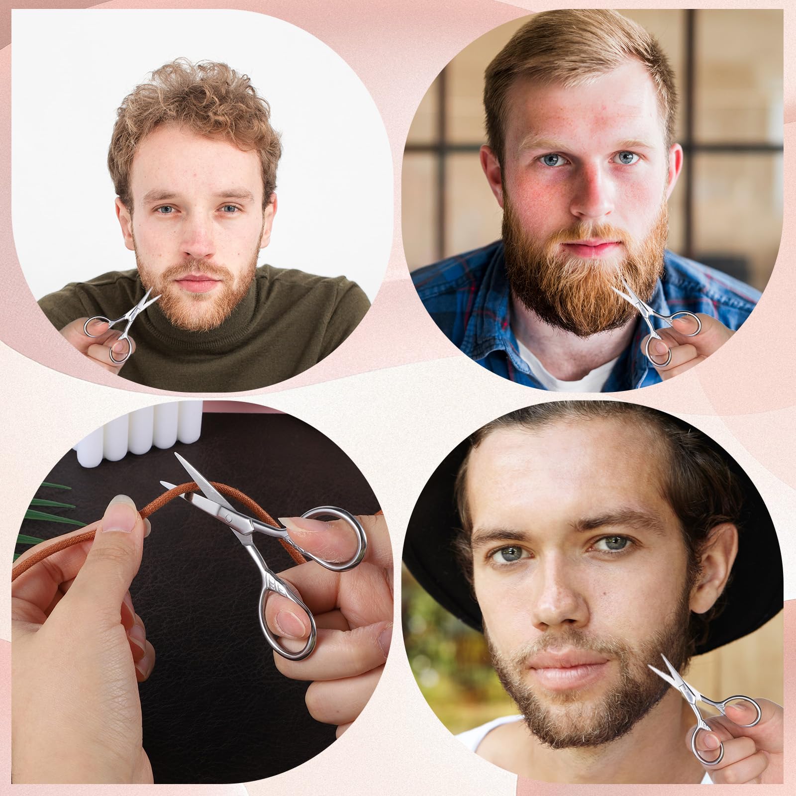 2 Pcs Eyebrow Scissors for Women 3.5 Inch Small Scissors Beauty Mini Scissor Cosmetic Lash Scissor for Facial Hair Eyebrows Nose Beard, Stainless Steel Straight Tip