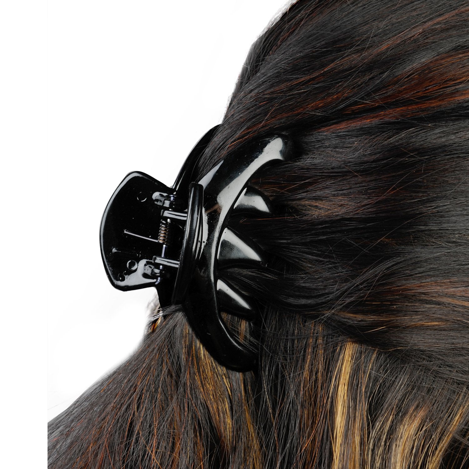 Accessher Acrylic Material Daily and Casual Wear Geometric Shape Design Shiny Black Colour Small Size Hair Butterfly Clips/Hair Claw Clips Pack of 3 for Women