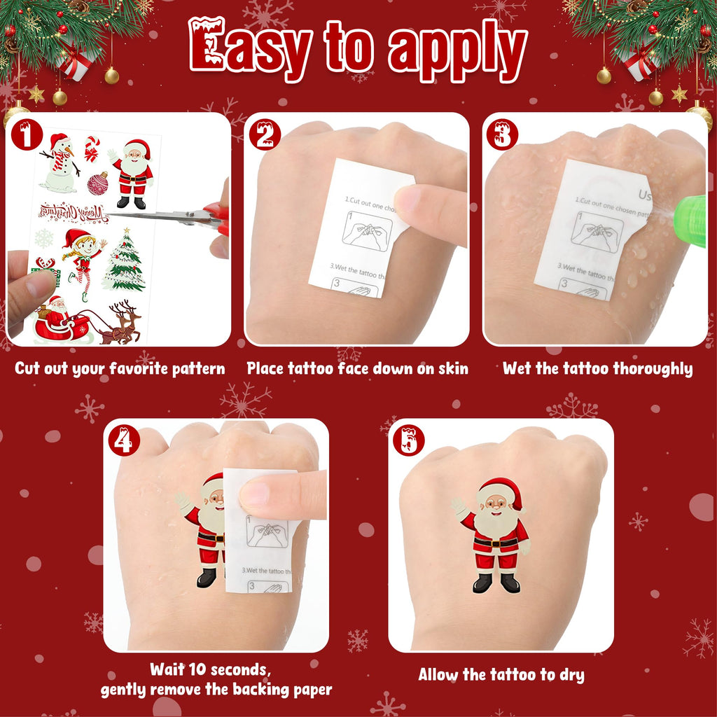 10 Sheets Luminous Christmas Tattoos, Christmas Temporary Tattoos, Bulk Stocking Stuffers, Merry Xmas Party Decorations Supplies, Xmas Goodie Bag Stuffers Candy